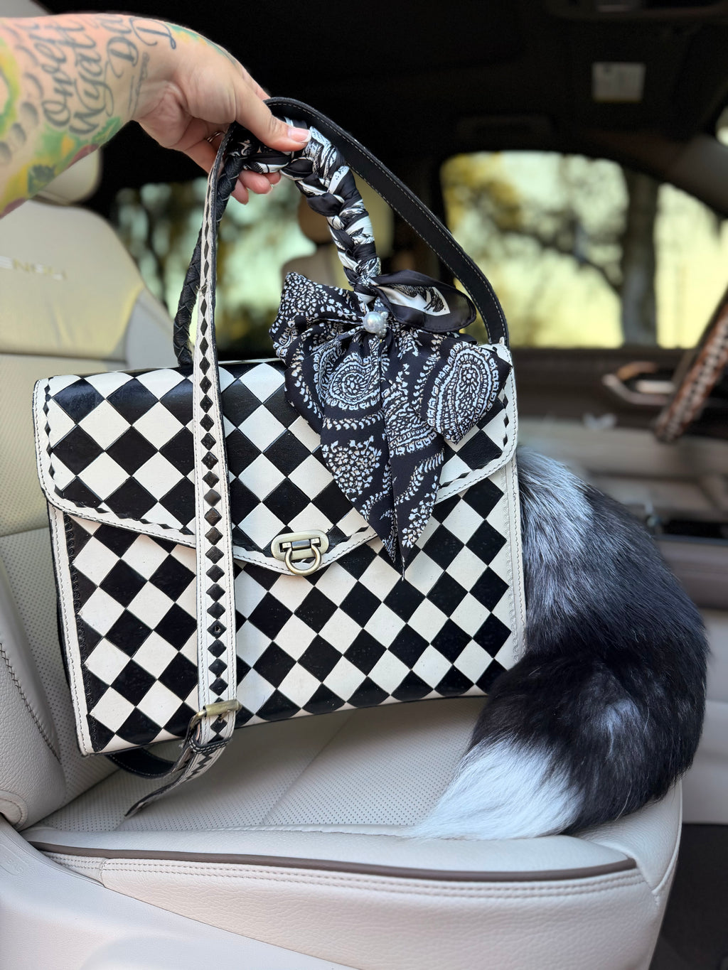 “Fancy Checks” Checker Tote bag 14”x12”x5.5”