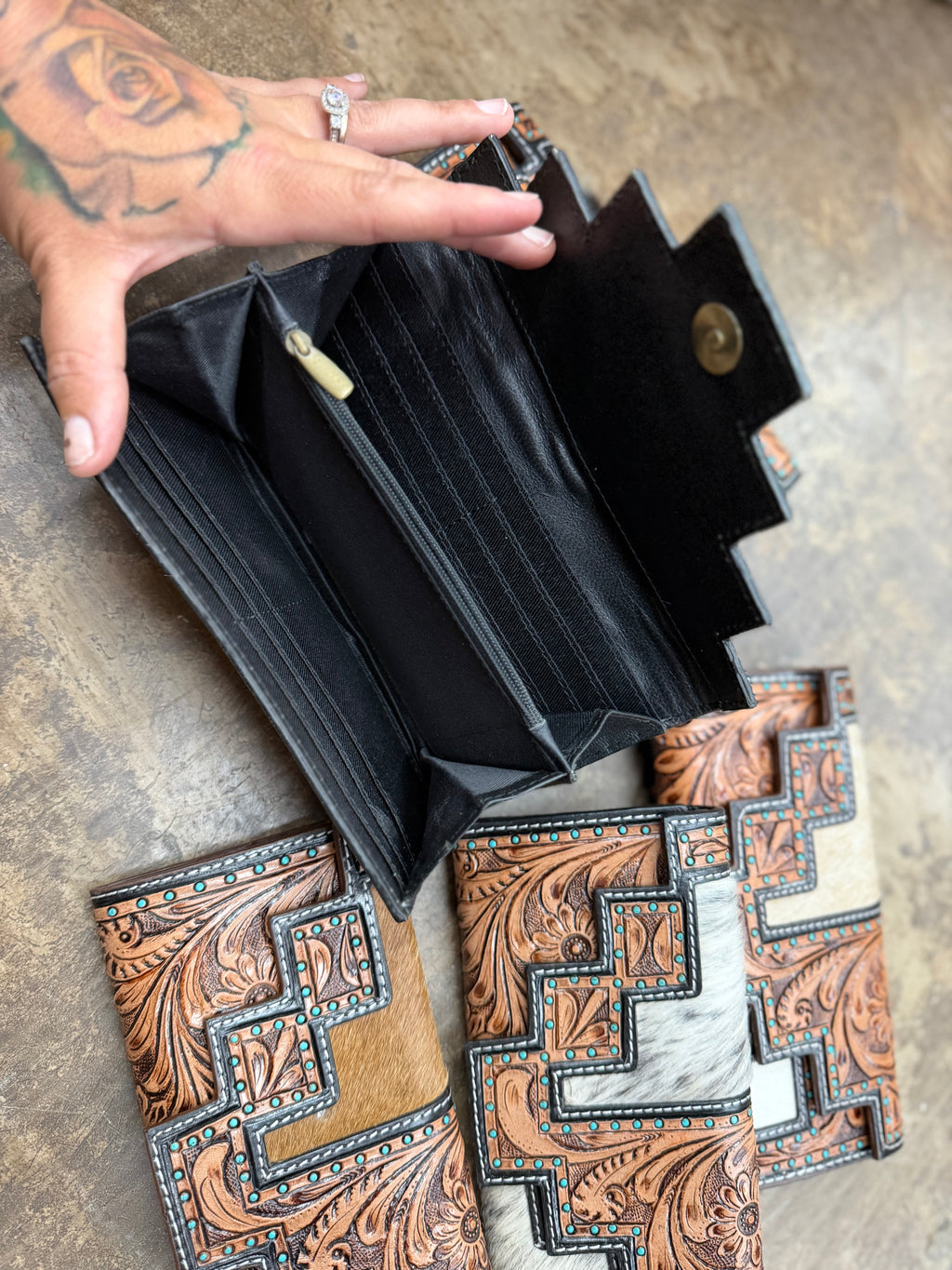 Tooled leather wallet