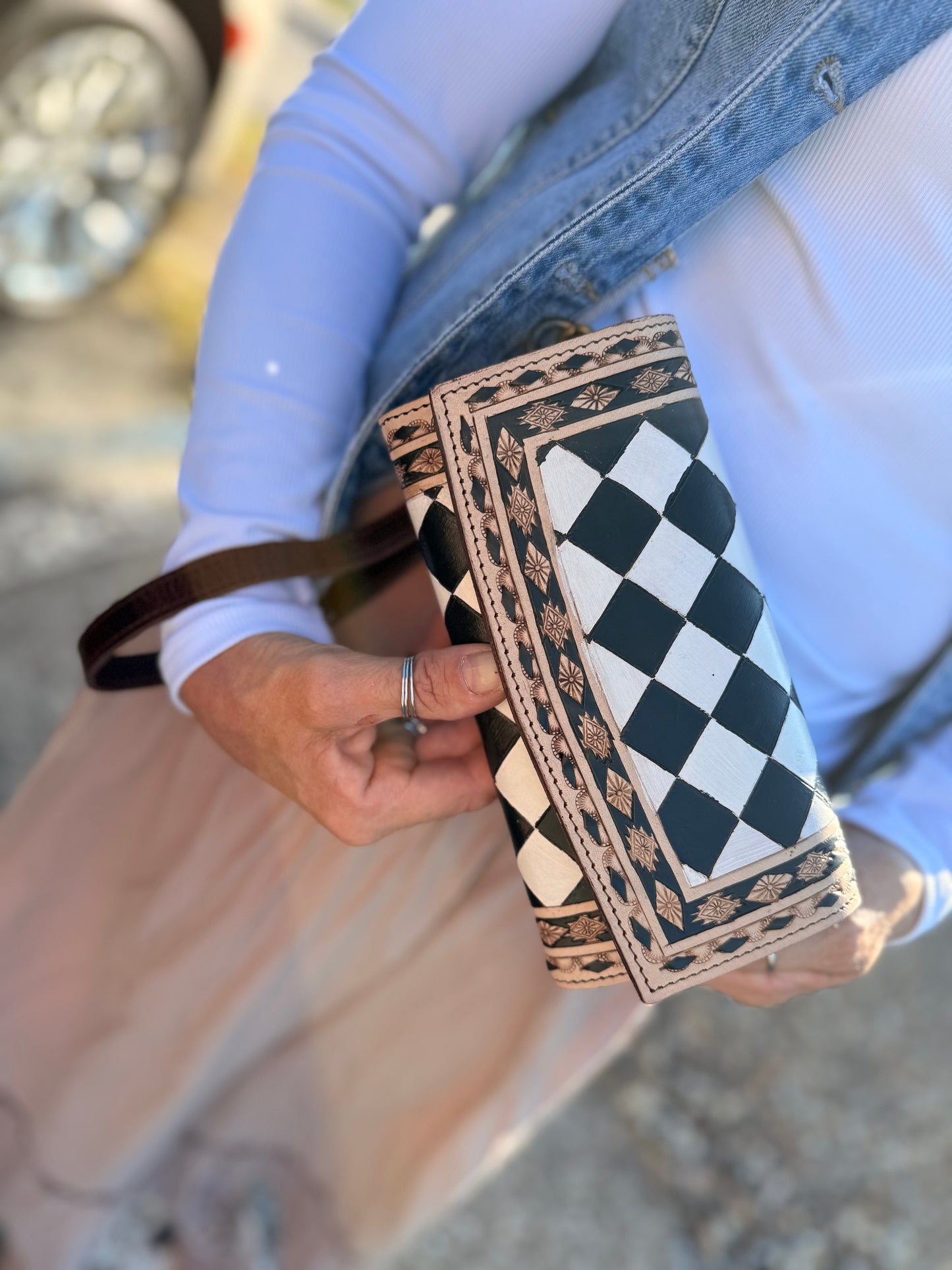 Checker purse and wallet set
