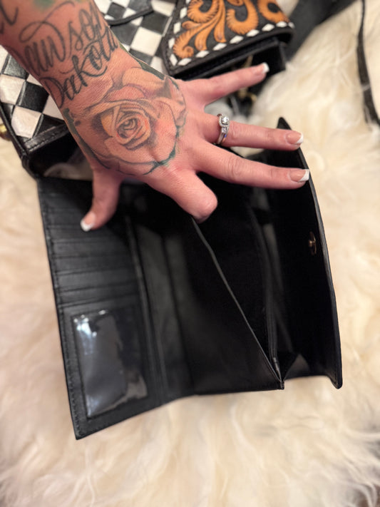 Checker tote and wallet combo!13”x9”