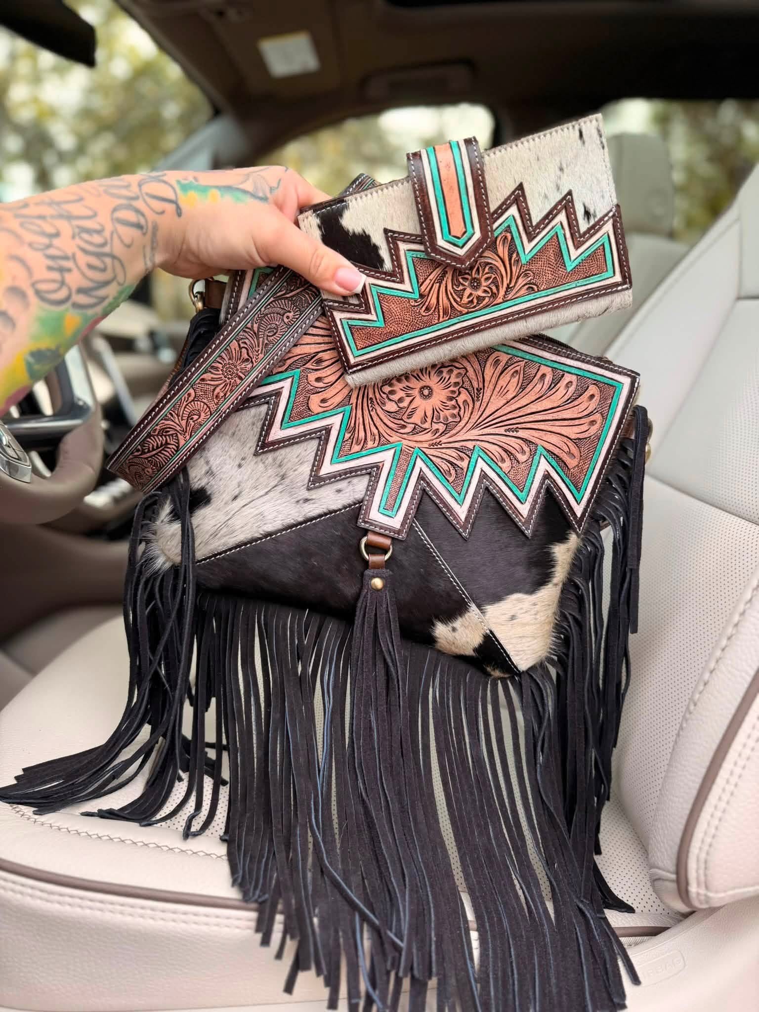 Crossbody Aztec purse set