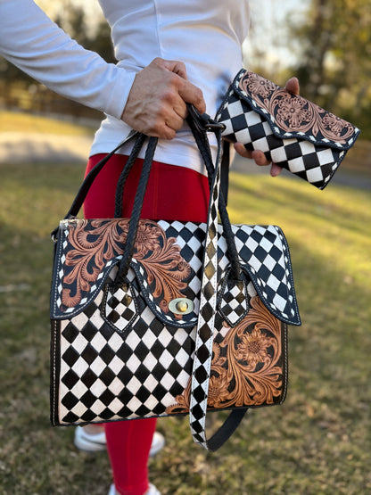 Checkmate checker tote set with wallet
