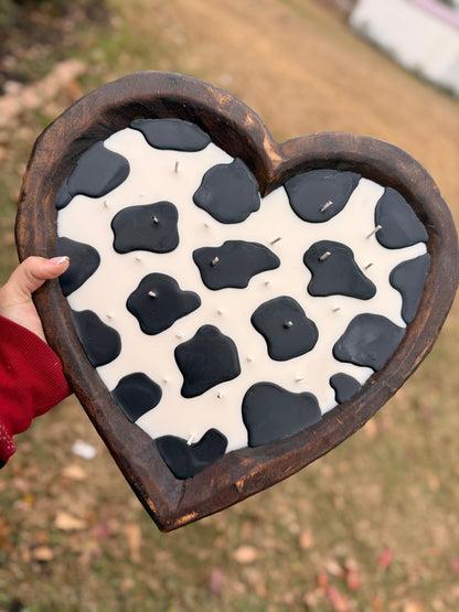 xl heart cow candle