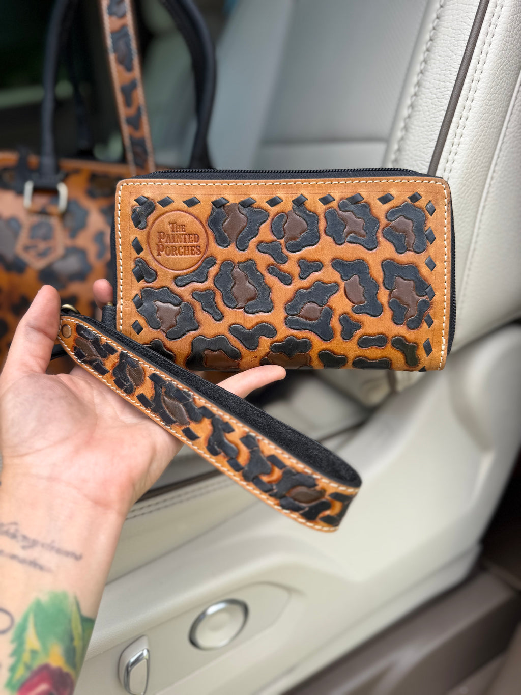 Cheetah tooled leather wallet - exclusively for the Painted Porches