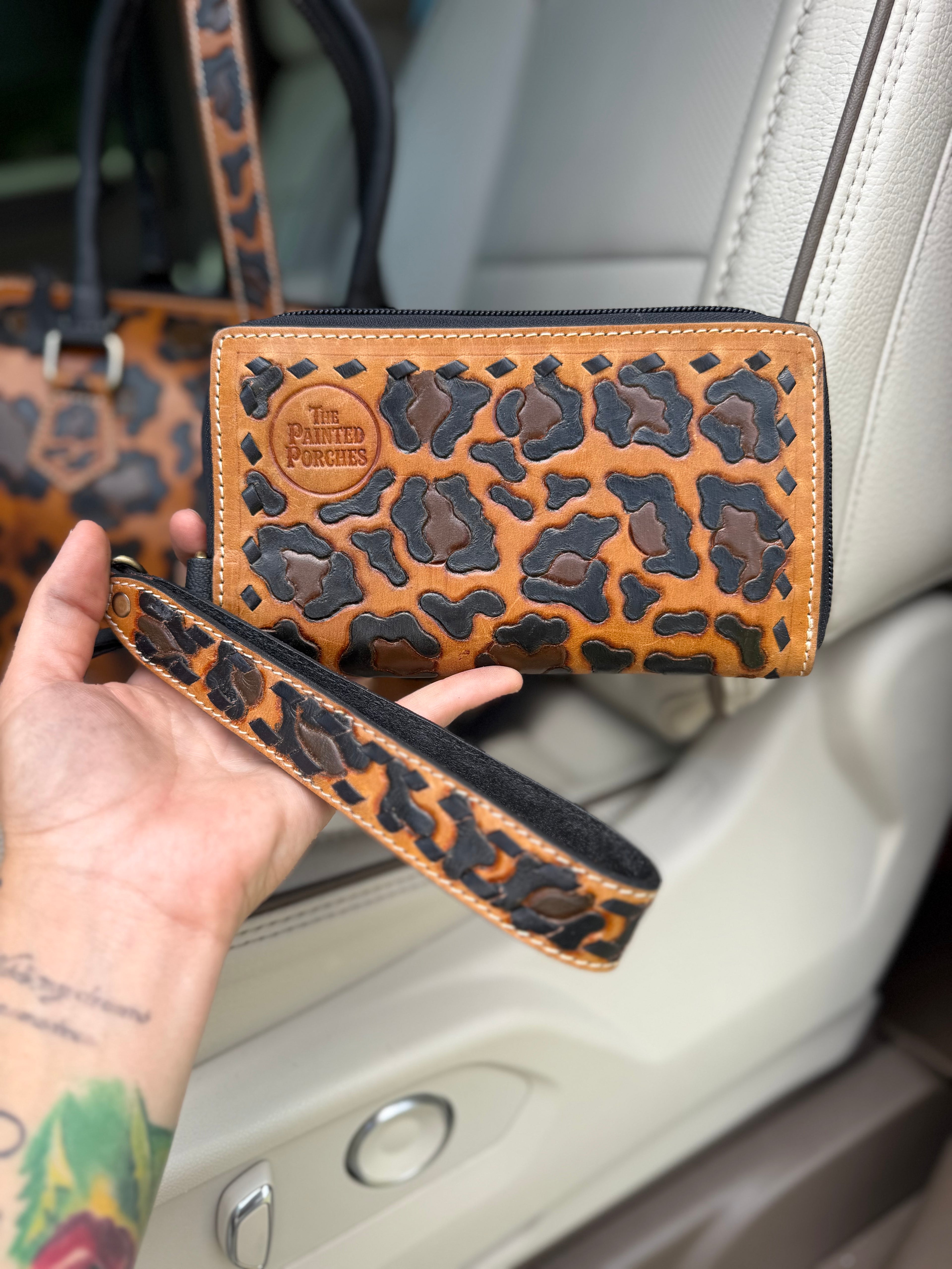 Cheetah tooled leather wallet - exclusively for the Painted Porches