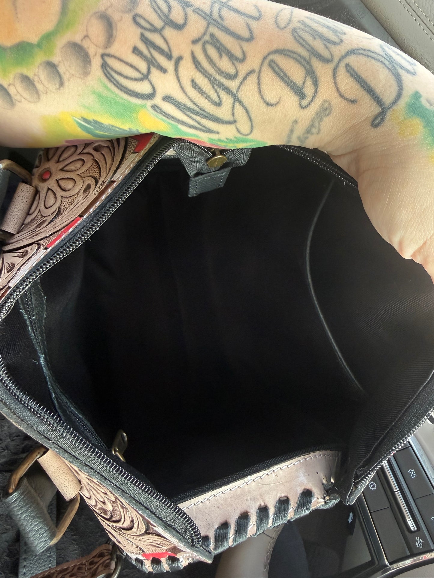 "Blackjack Widow" - checker speedy tote /hand painted red accents