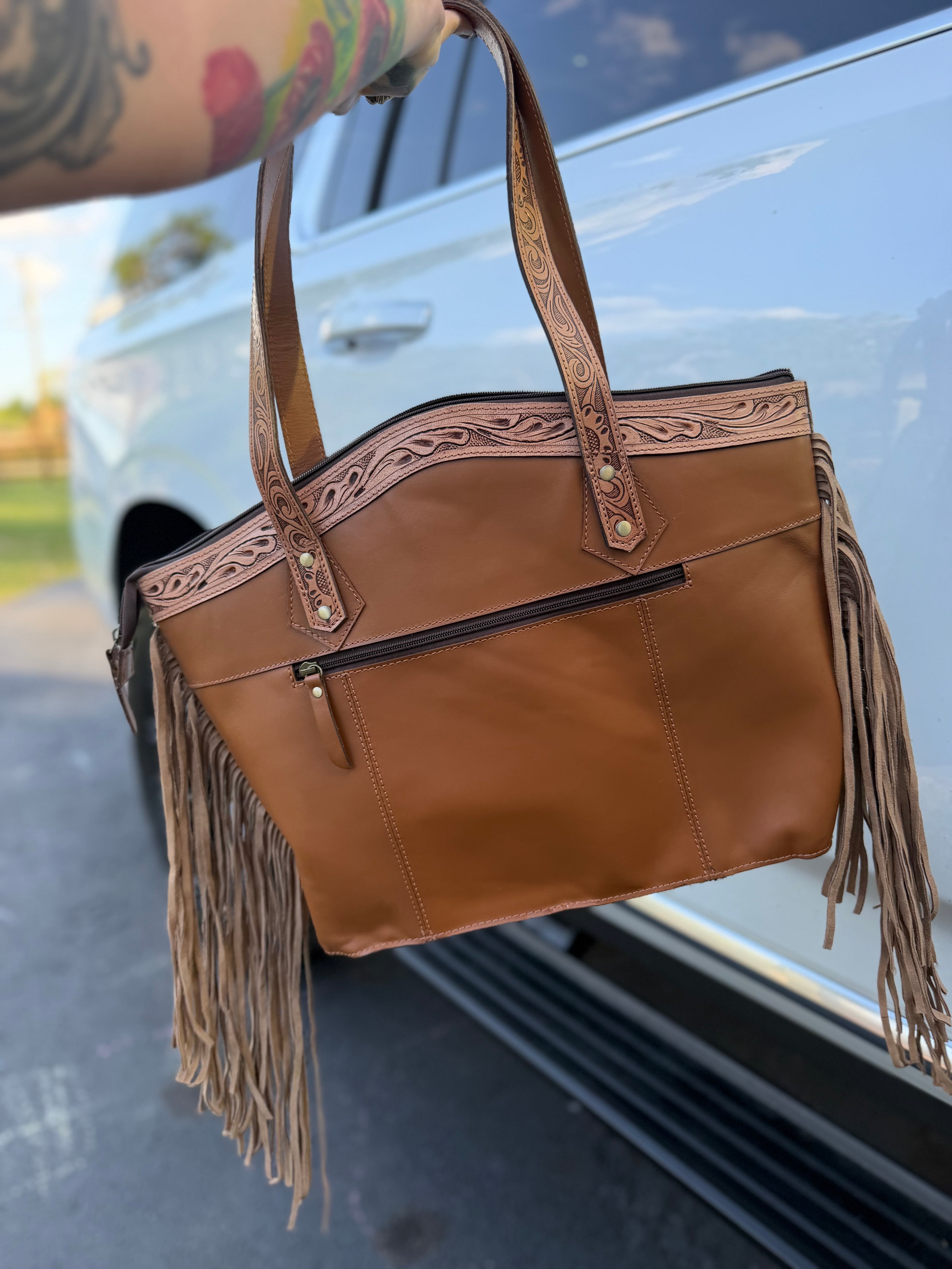 “Hazel” Brindle satchel by the Painted Porches