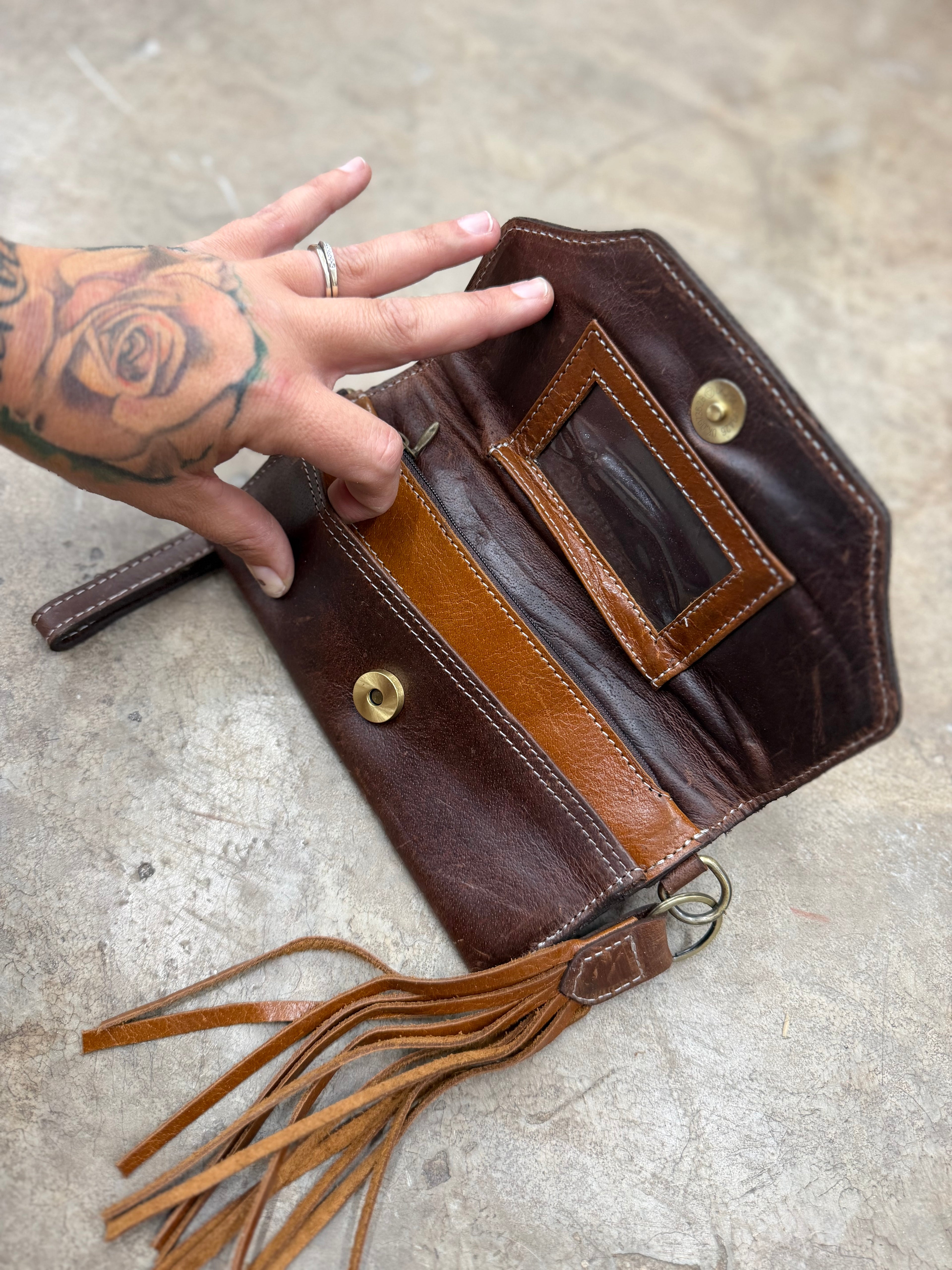 Fringe Tooled leather wallet