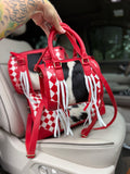 Red/white checker tooled leather speedy (mini)