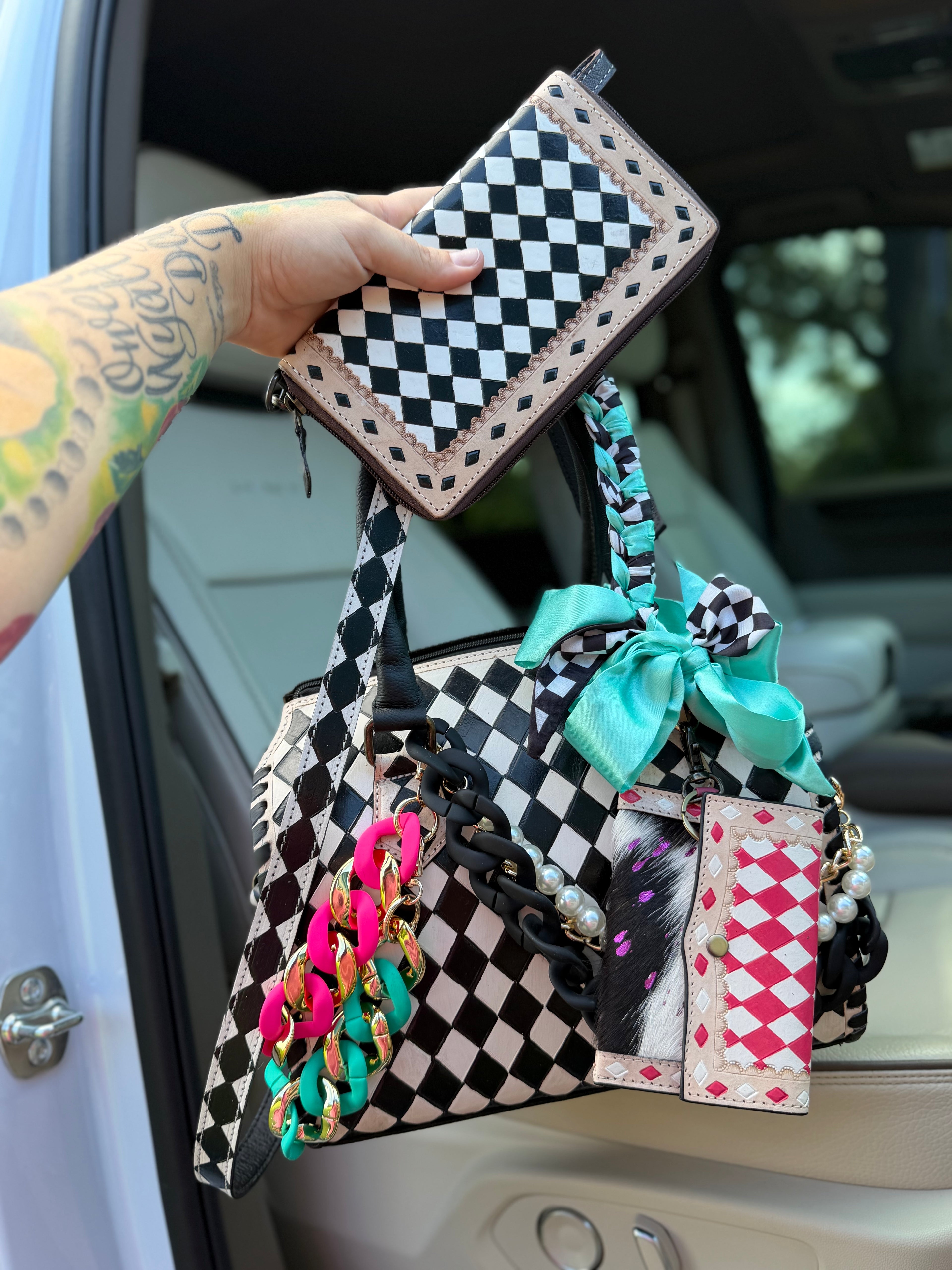"Boujee Rodeo" -checker tooled leather speedy (M)