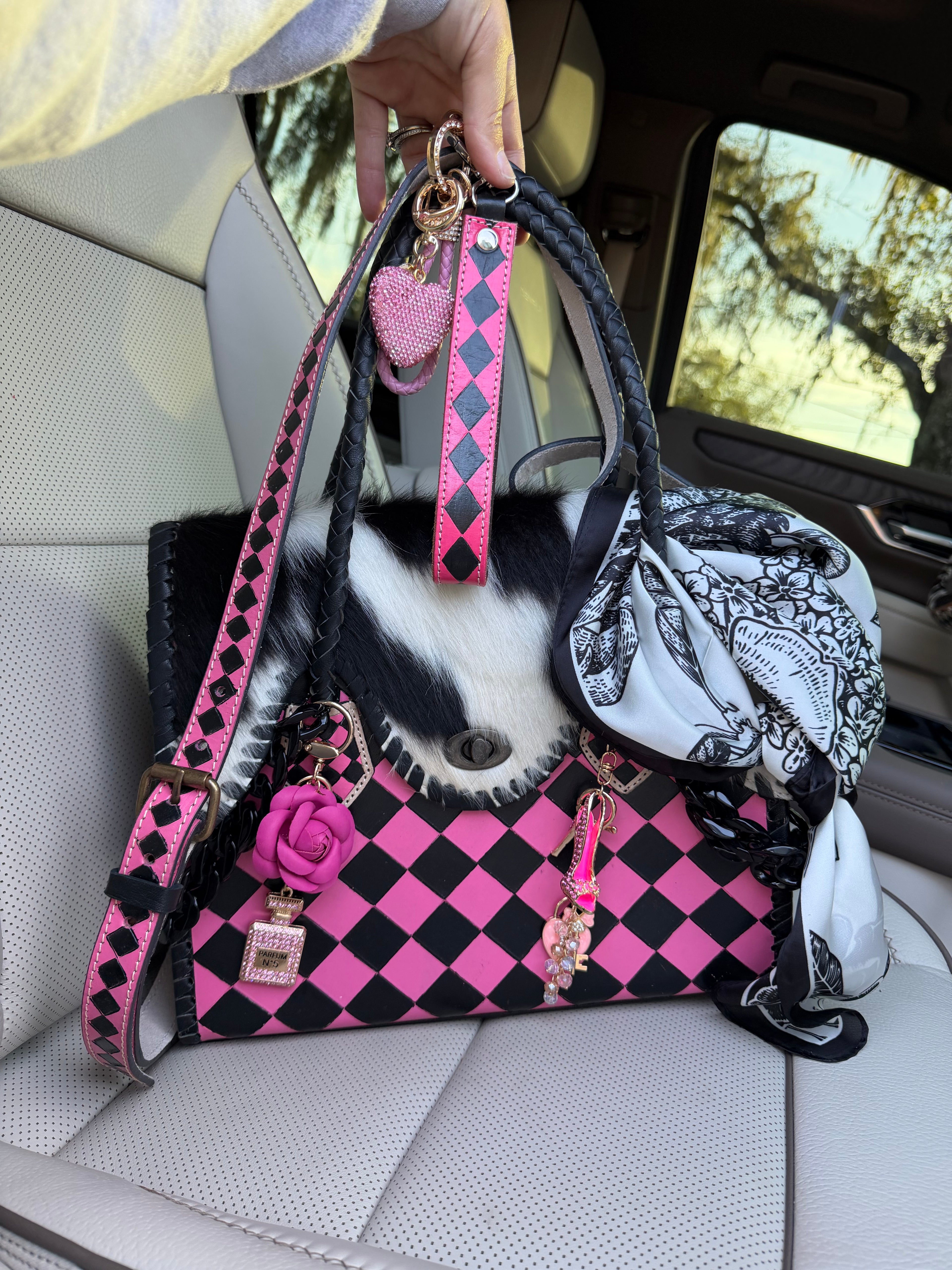 “Pink Vixen” - black/pink checker tote