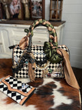 MALLARD SET -Checker bag and wallet- tooled leather duffle speedy (L)