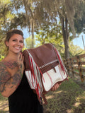 Baseball Leather fringe bookbag