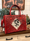 High quality tooled leather tote bag