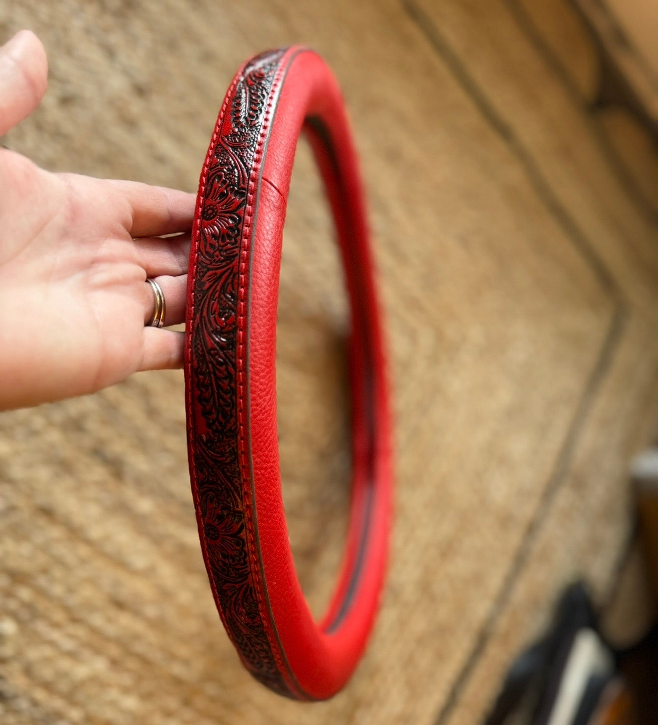 14.5 ” steering wheel cover / red