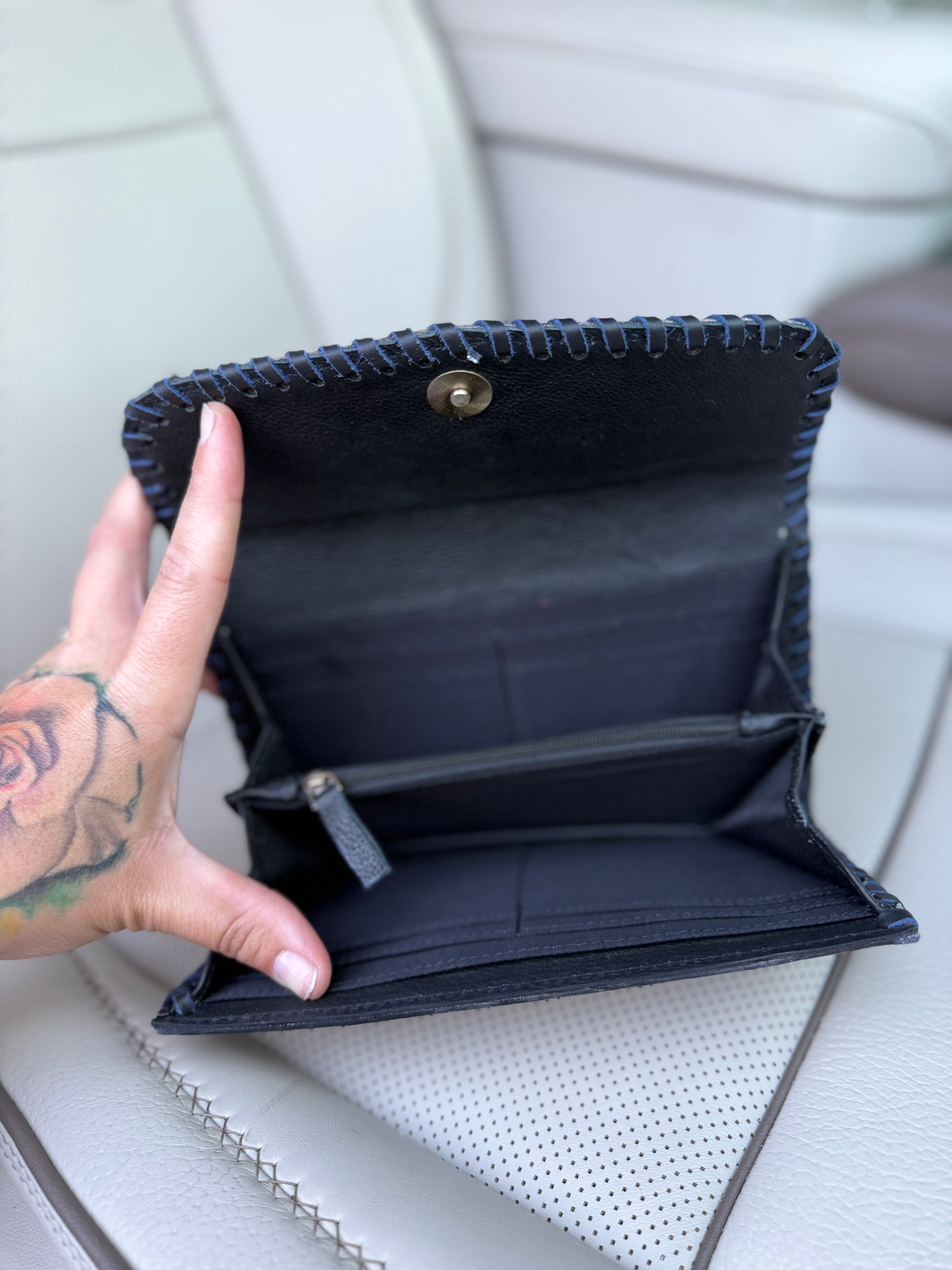 Black/white checker Tooled Wallet