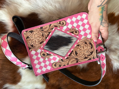 Pink checker Crossbody bag