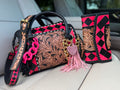 Hot pink/black checker tooled leather speedy (M) and wallet