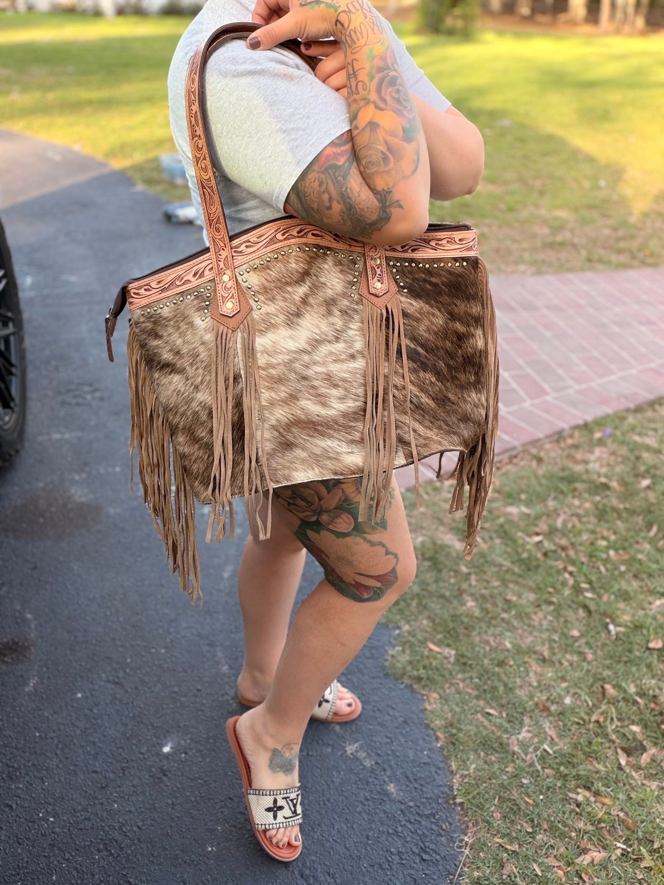 “Hazel” Brindle satchel by the Painted Porches