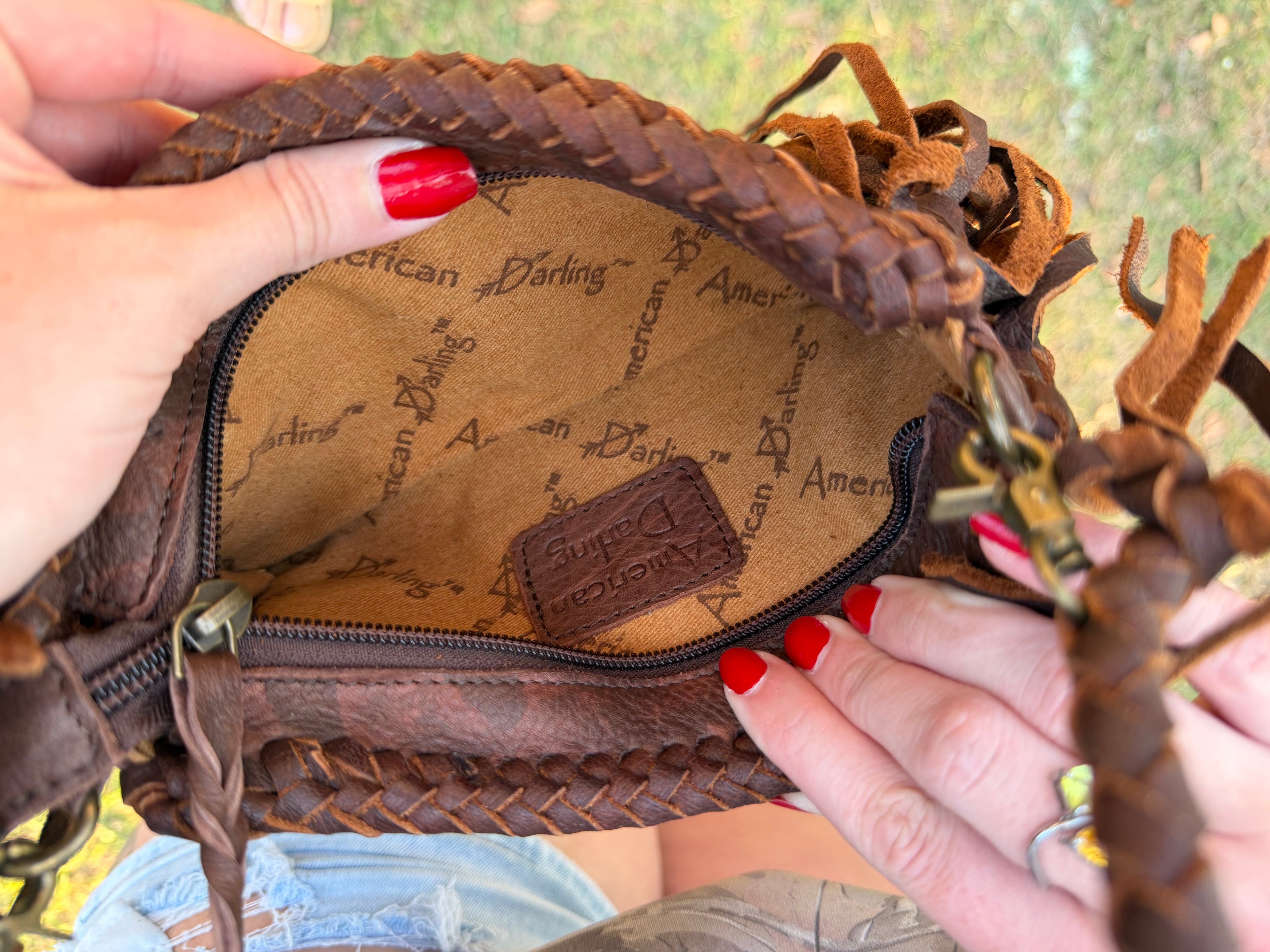 Small brown Crossbody purse with fringe