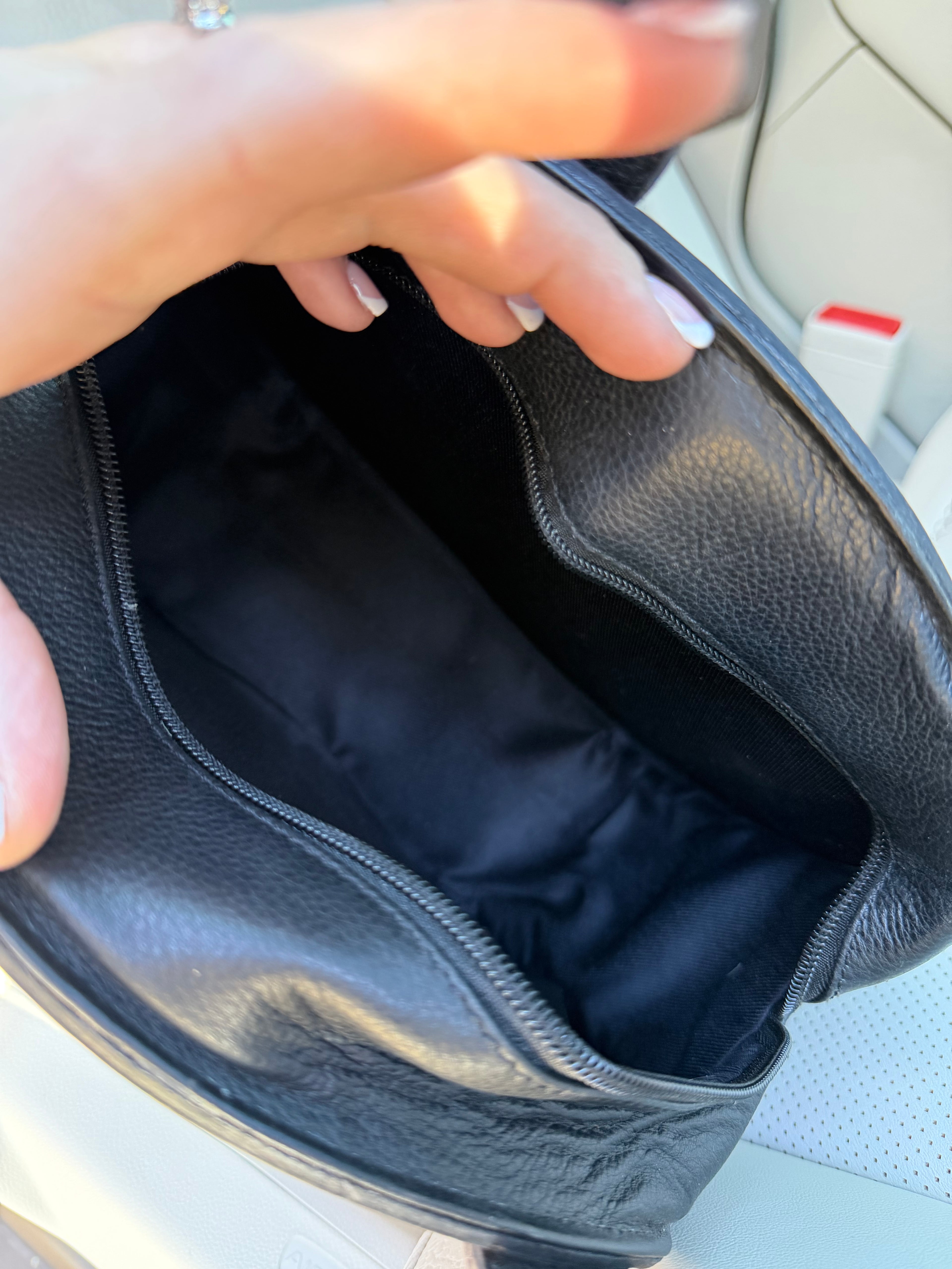 Tooled leather checker purse