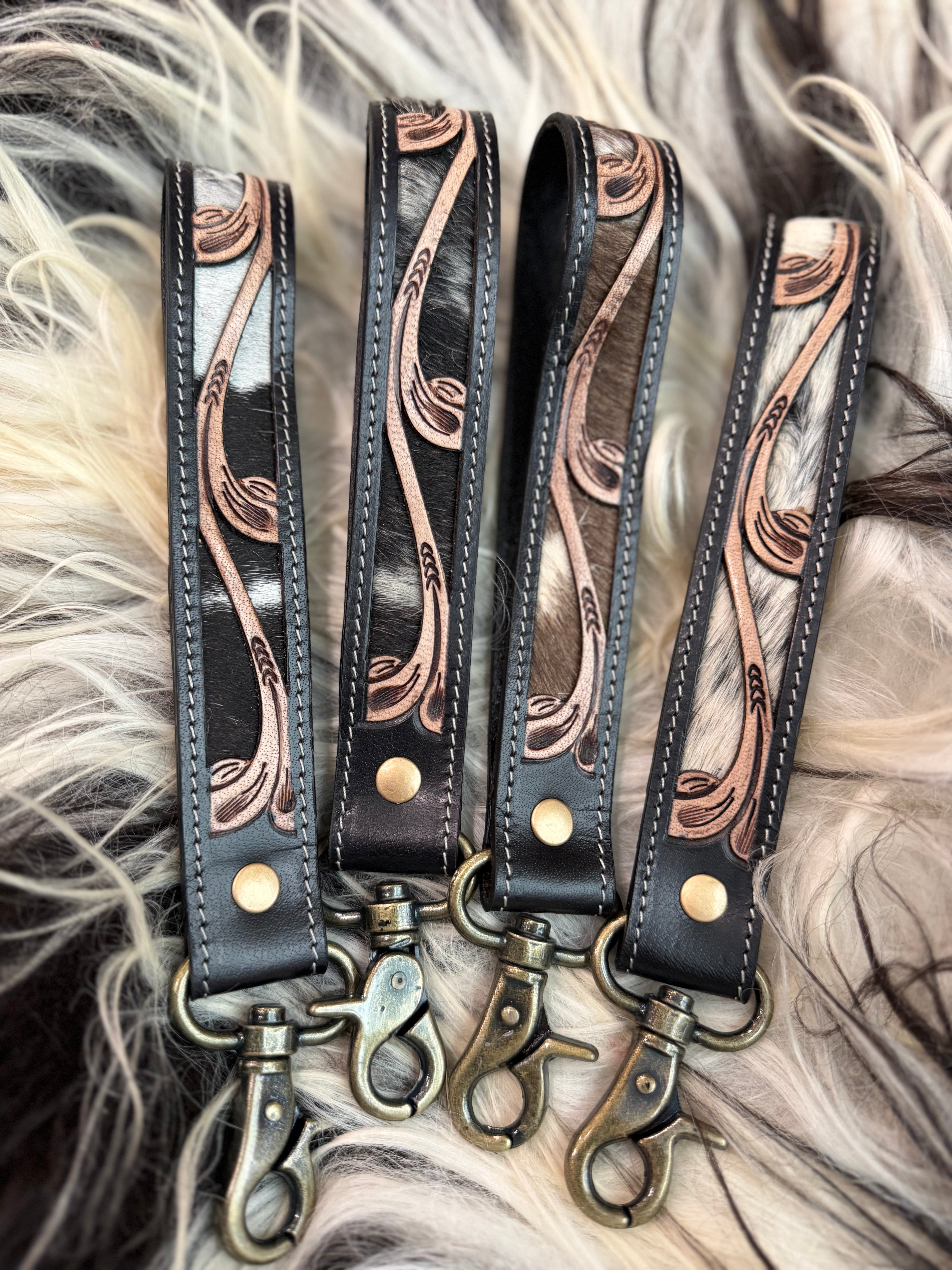 Tooled leather 7.5” wristlet
