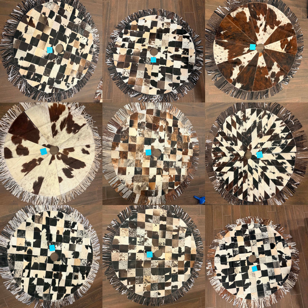 53” cowhide tree skirt (set c) - fringe
