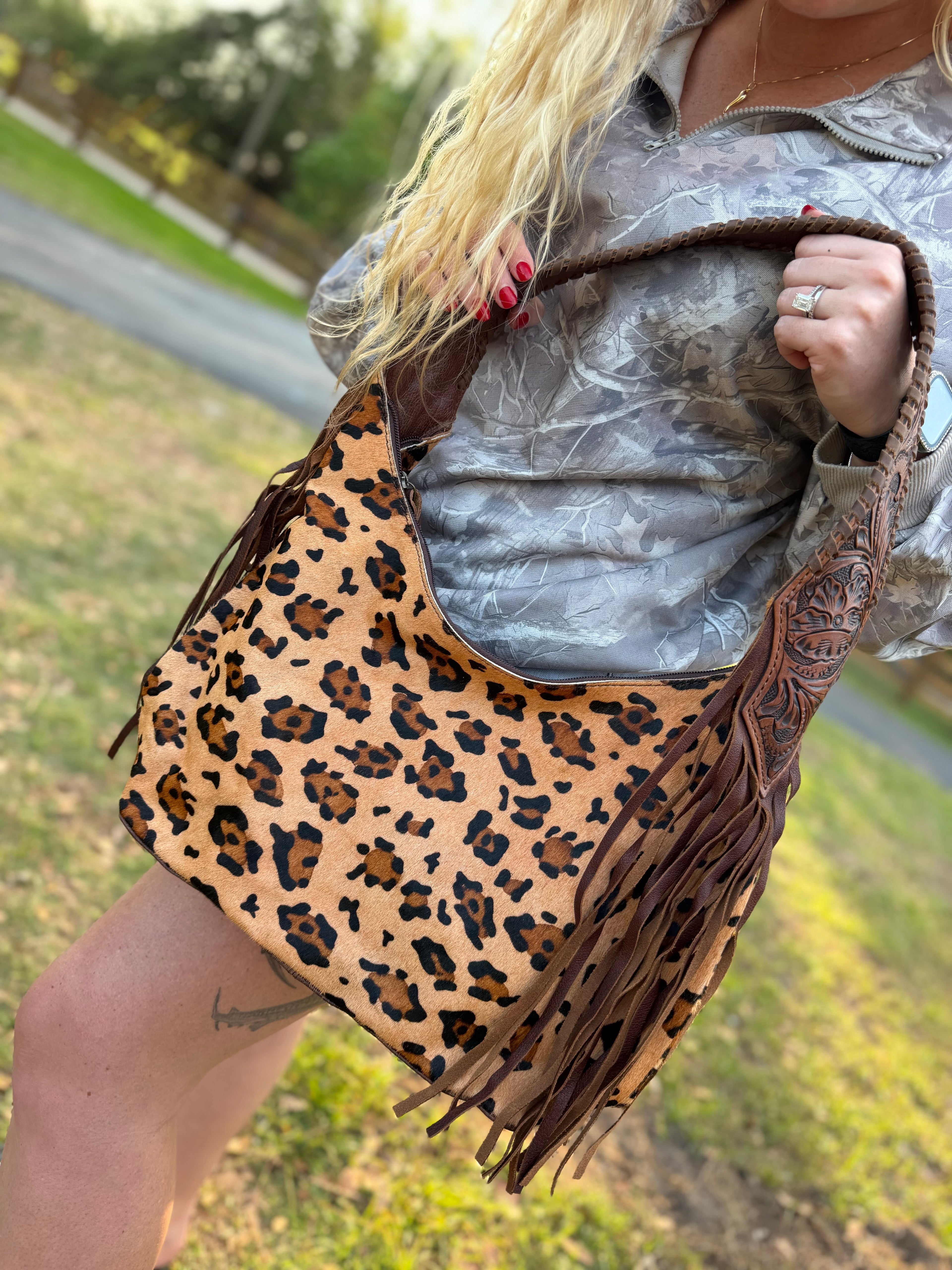 Cheetahcowhide leather purse