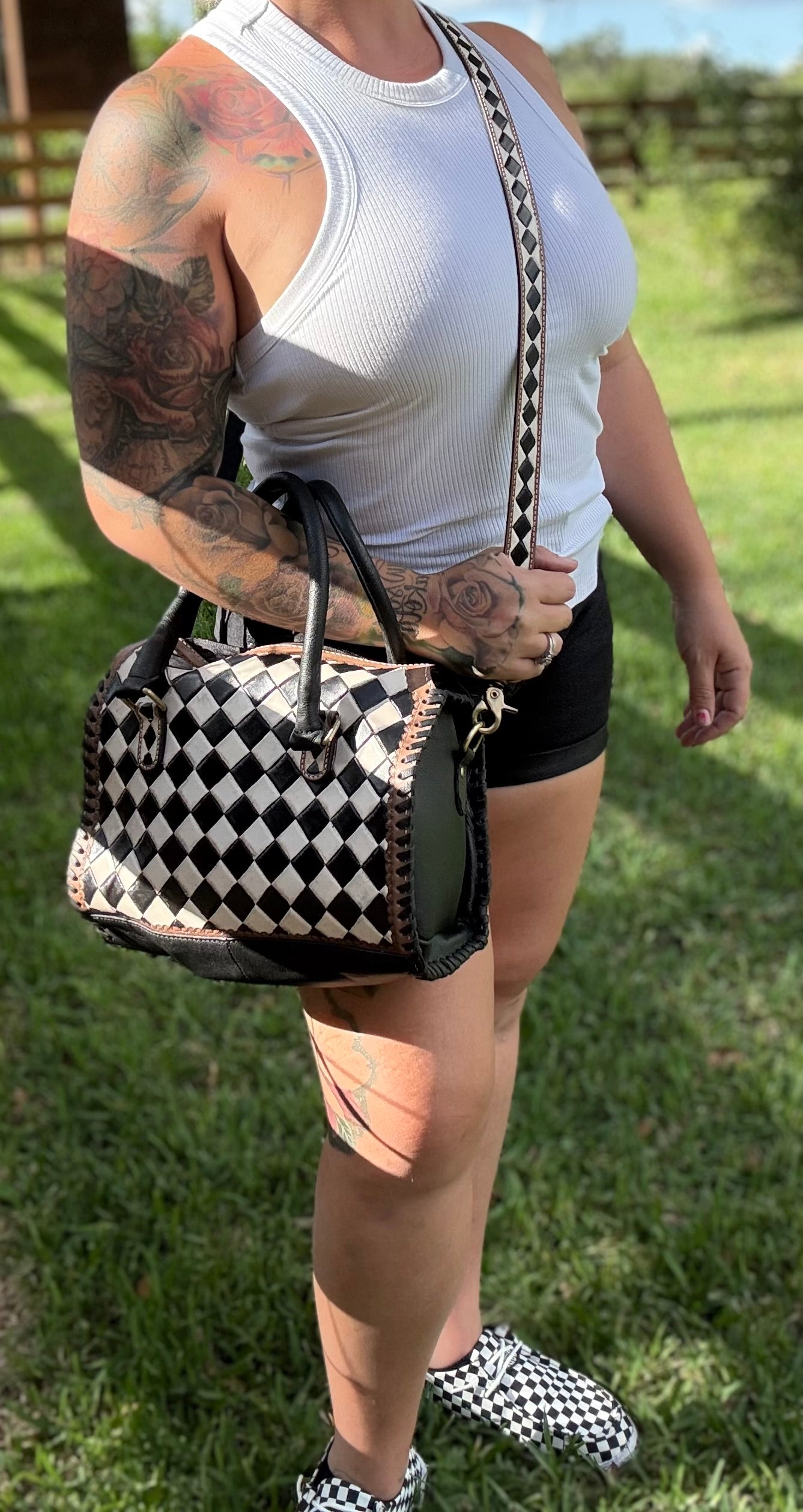 Checker- SOFT BACK leather speedy bag, medium