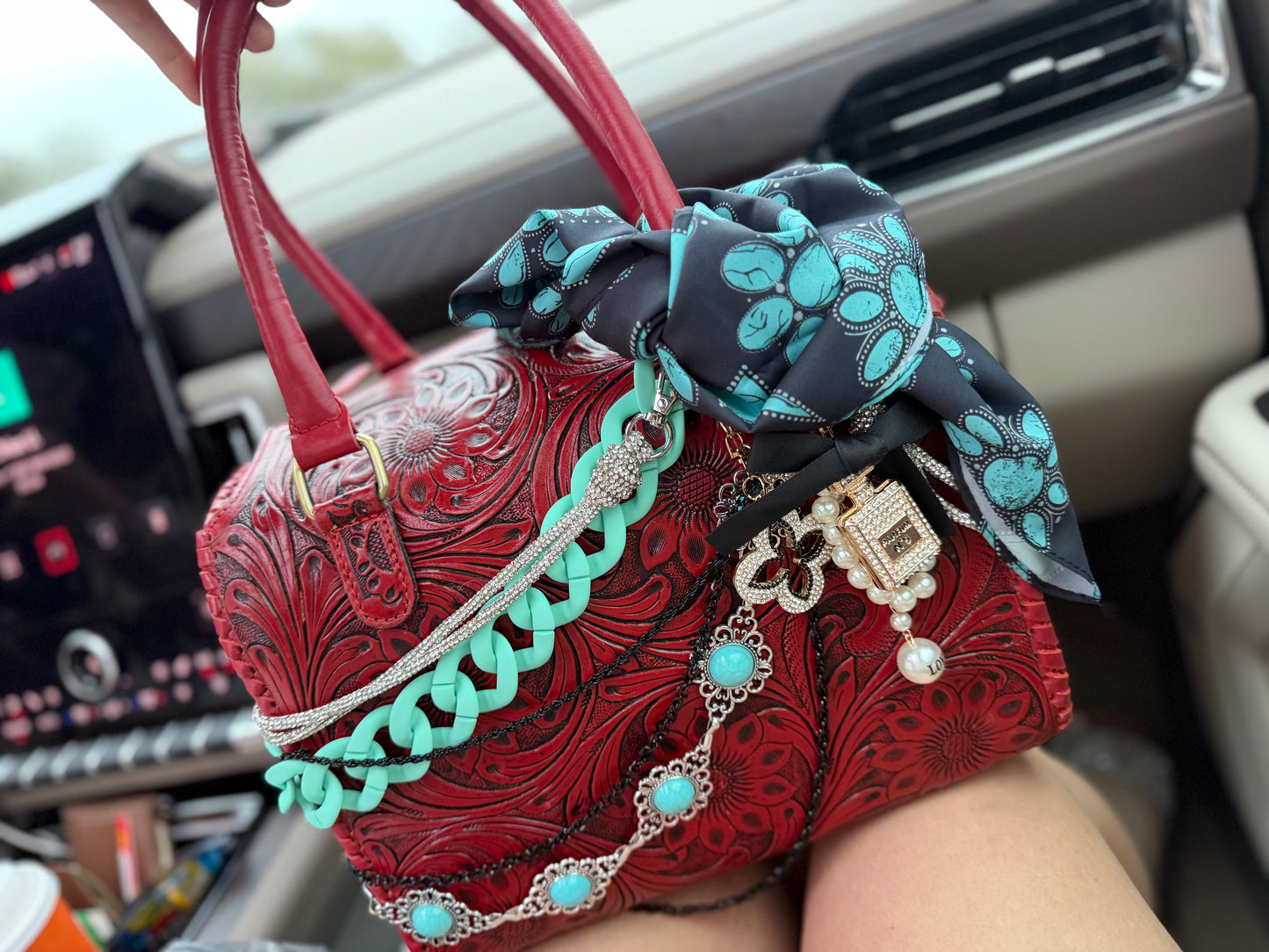 “Ruby Ranch Royalty” tooled leather speedy (L)
