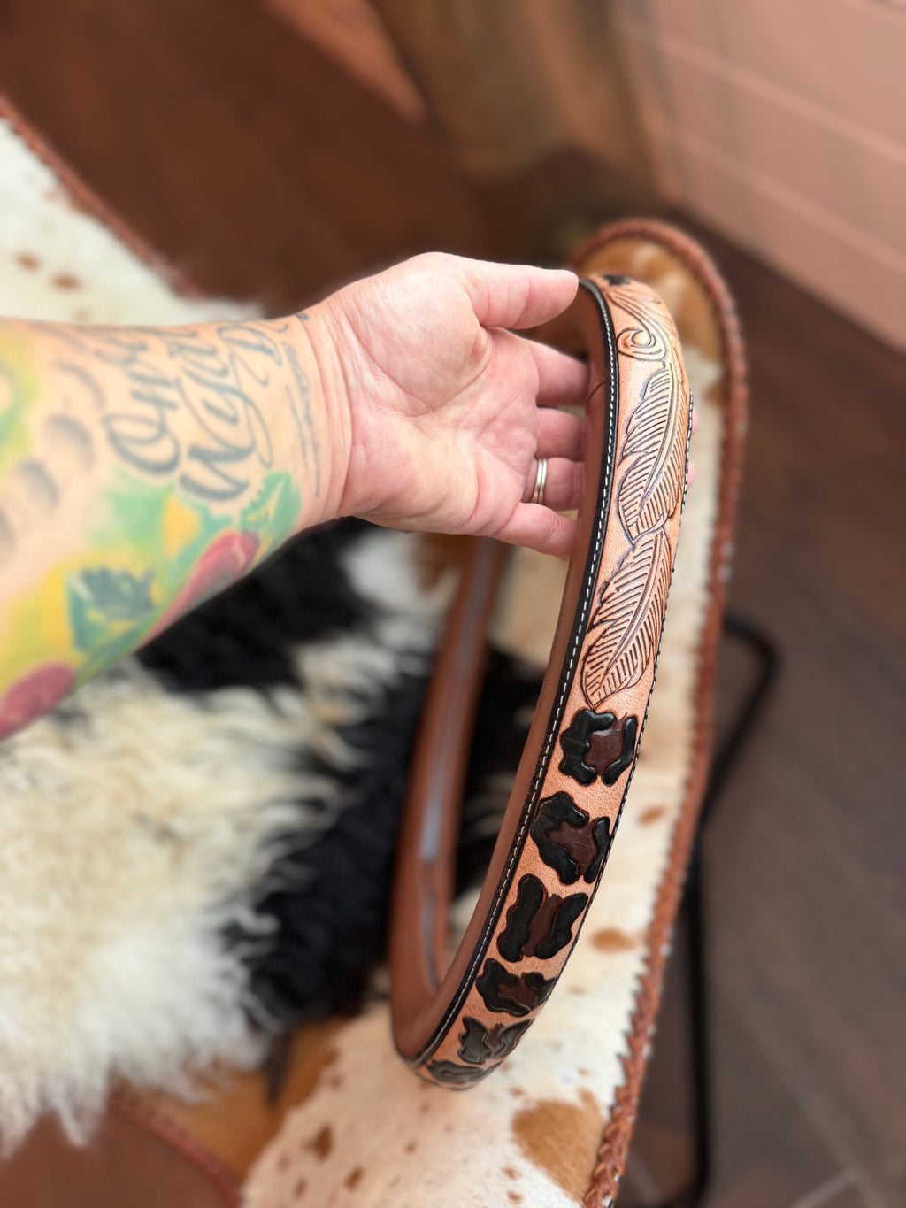 16 “ tooled leather steering wheel cover - read description before purchase