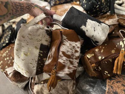 Cowhide makeup bags