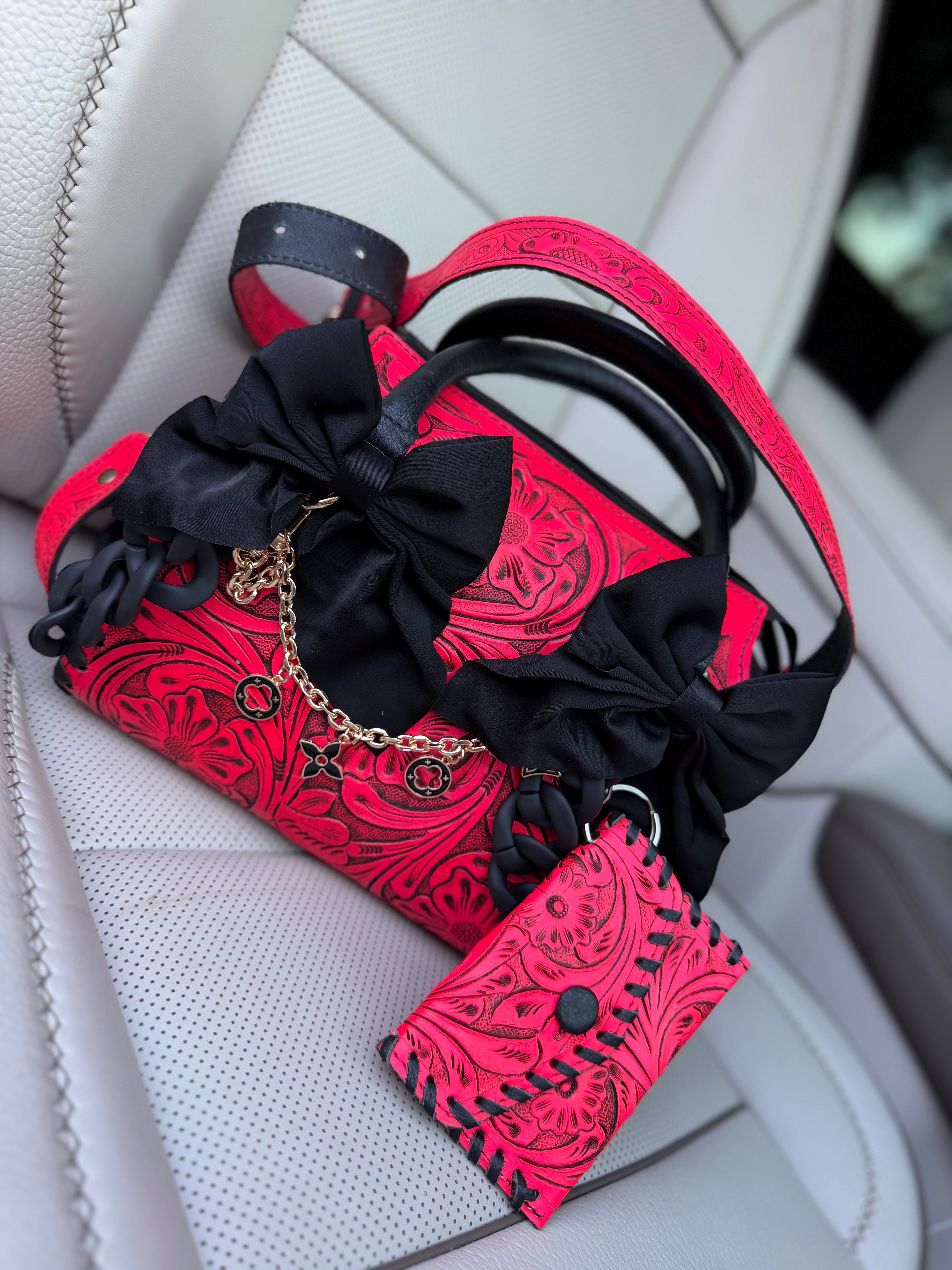 "Dolly Rouge" - hot pink tooled leather speedy (M)