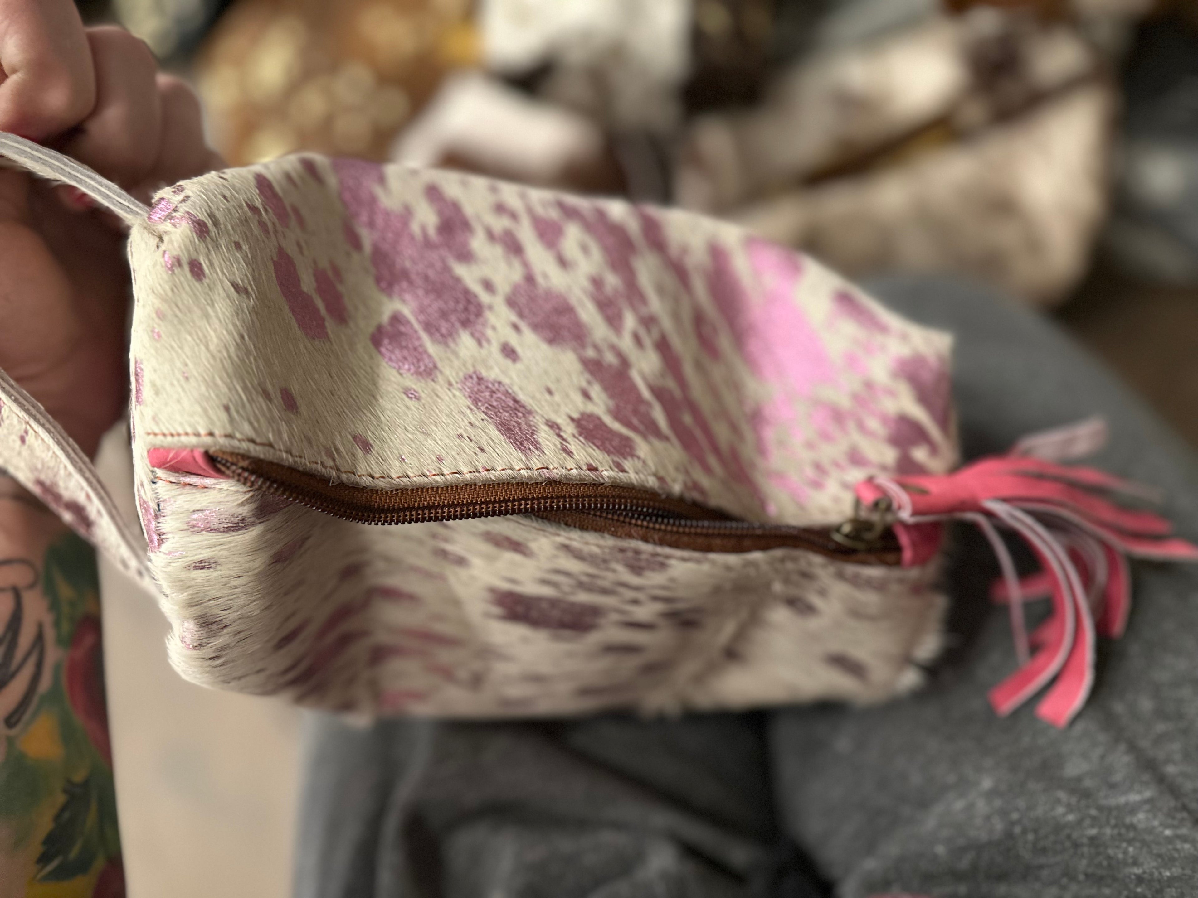 Cowhide makeup bags