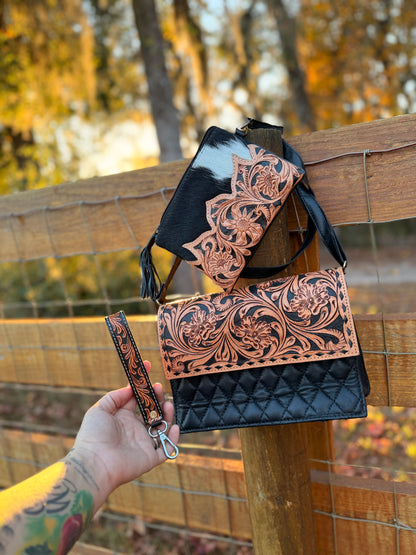 Cowhide/ tooled leather 3 piece set