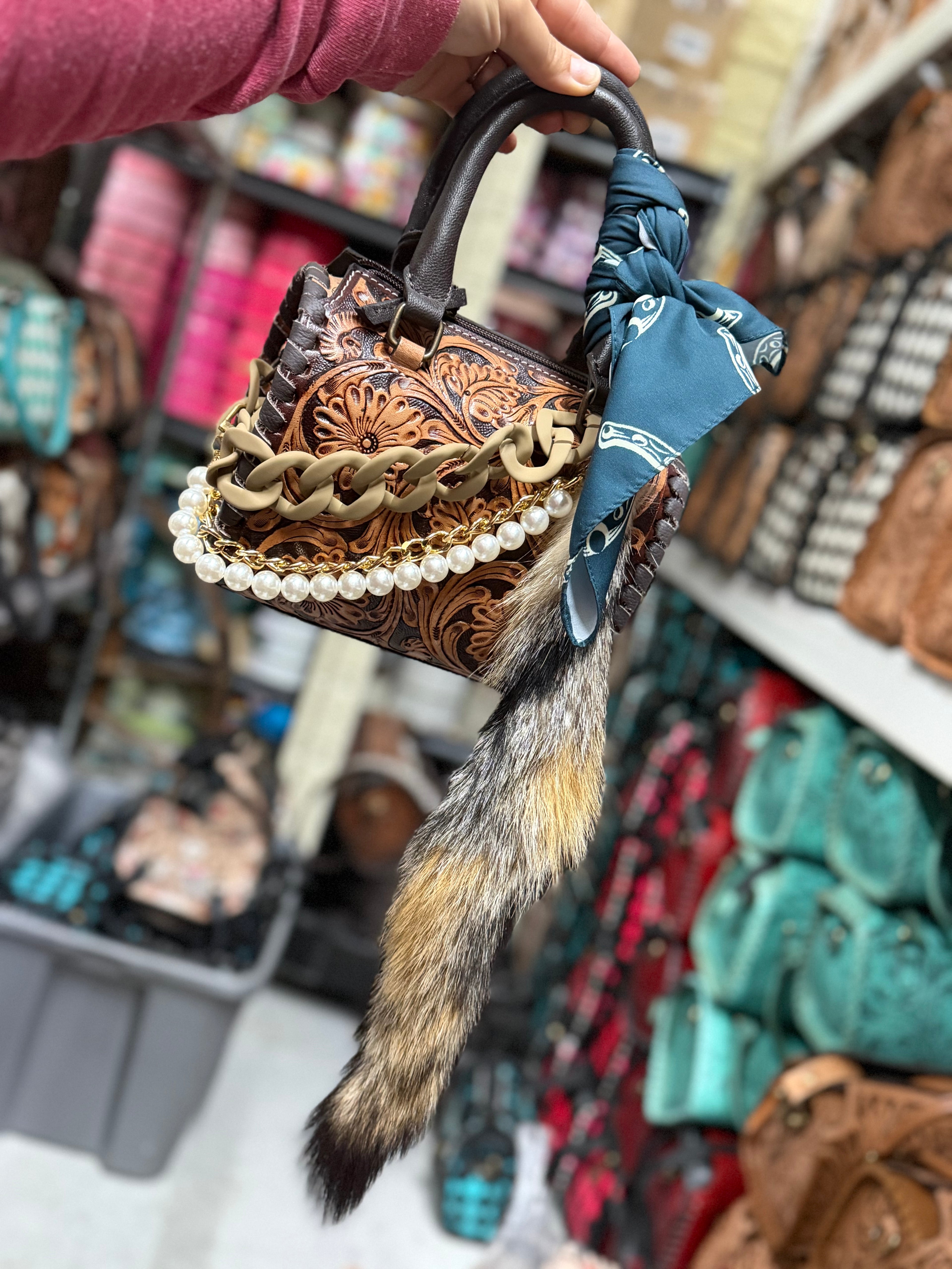 “The foxy lady" - brown tooled leather speedy (mini)