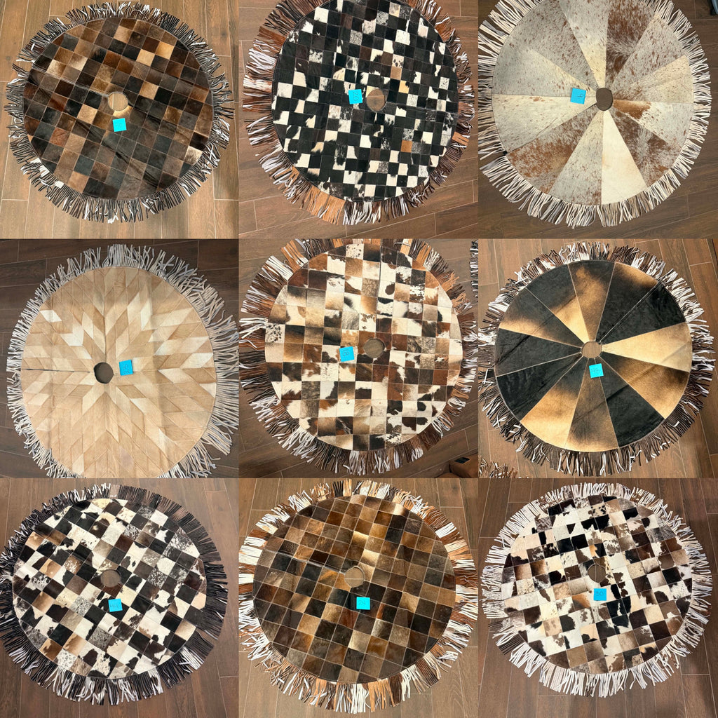 53” cowhide tree skirt (set c) - fringe