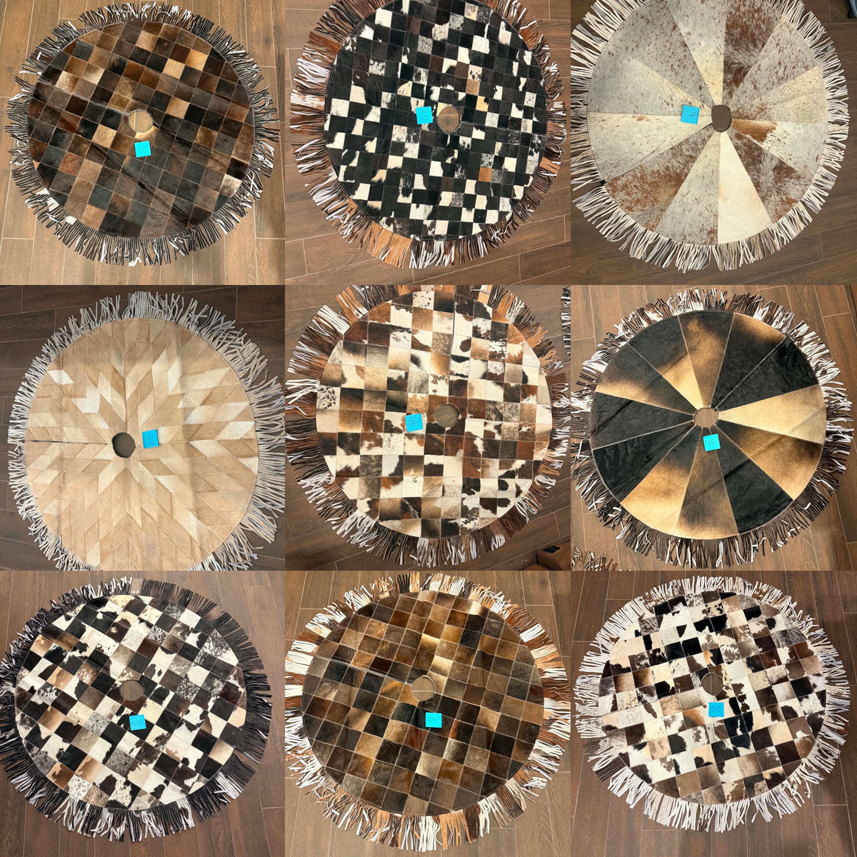 53” cowhide tree skirt (set c) - fringe