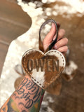 Large cowhide heart ornament - free engraving