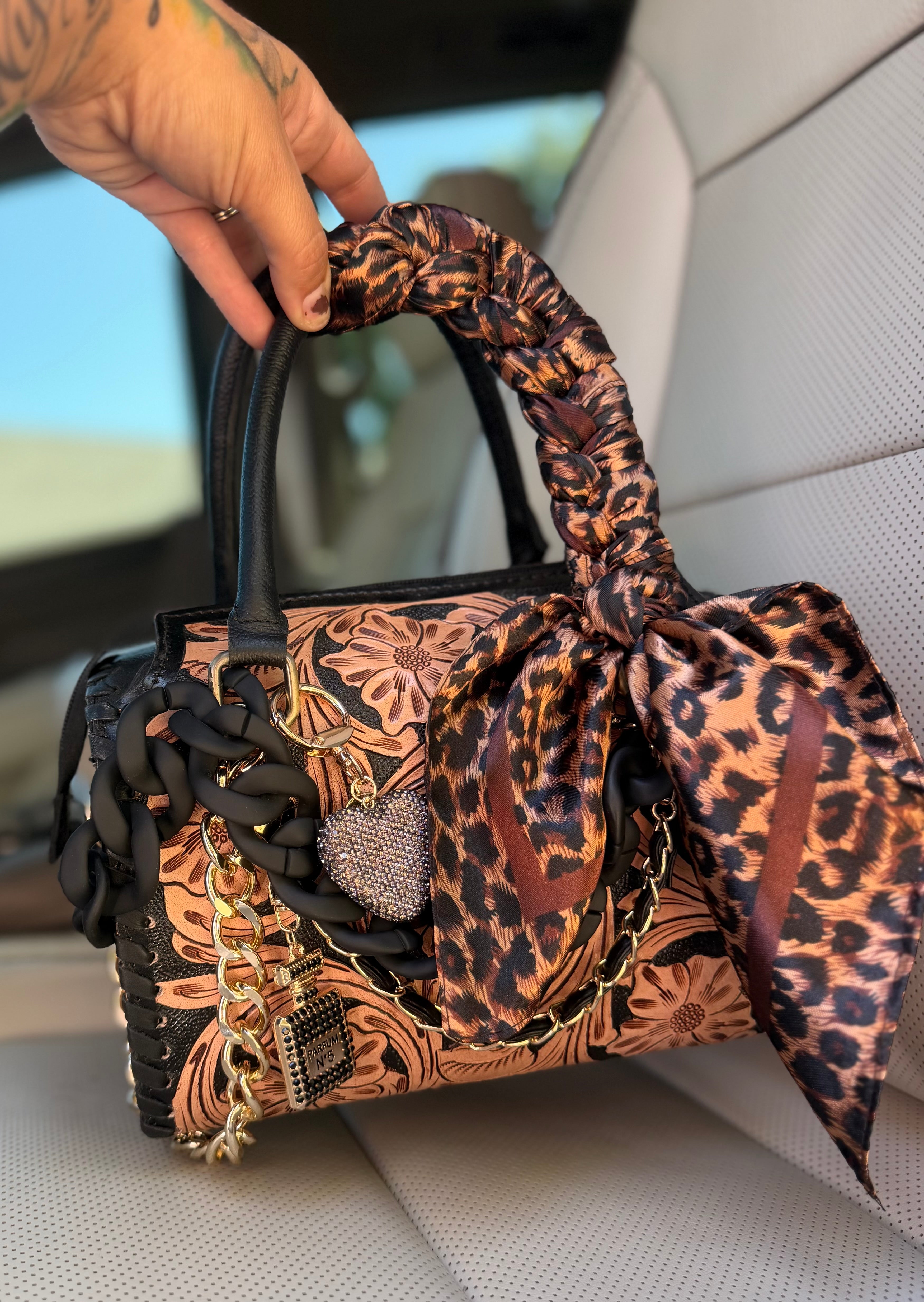 “Midnight Maneater”- tooled leather speedy (M) by the Painted Porches