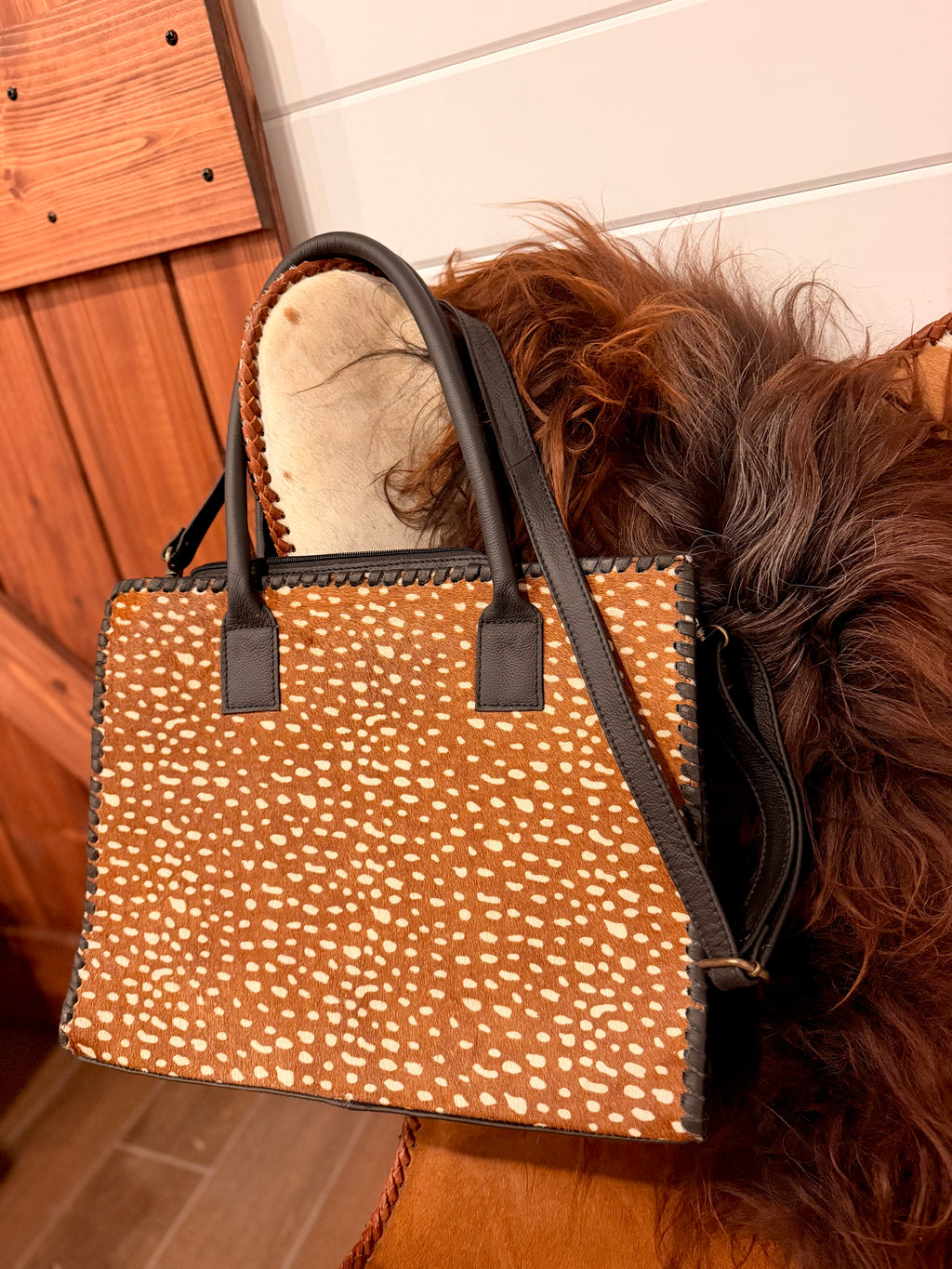 The Doe Creek Tote - Bambi cowhide &  leather / by The Painted Porches