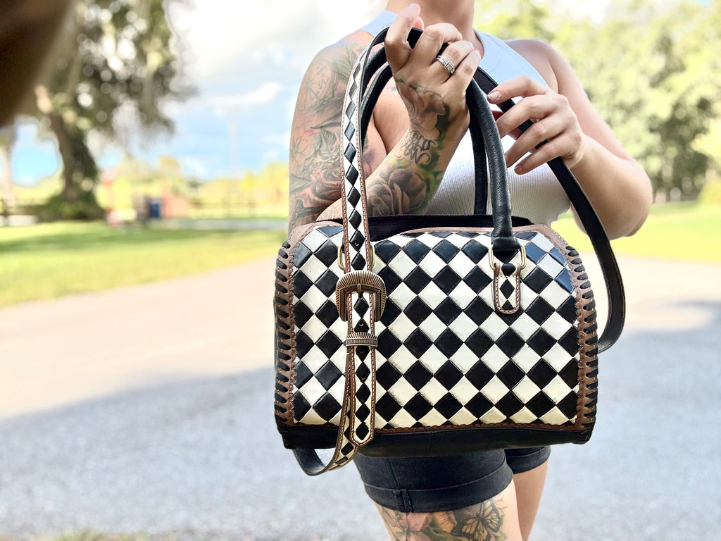 Checker- SOFT BACK leather speedy bag, medium