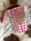 Pink Checker wallet wristlet