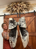 GIGANTIC 43" cowhide bow for tree topper - fringe look (read description fully)