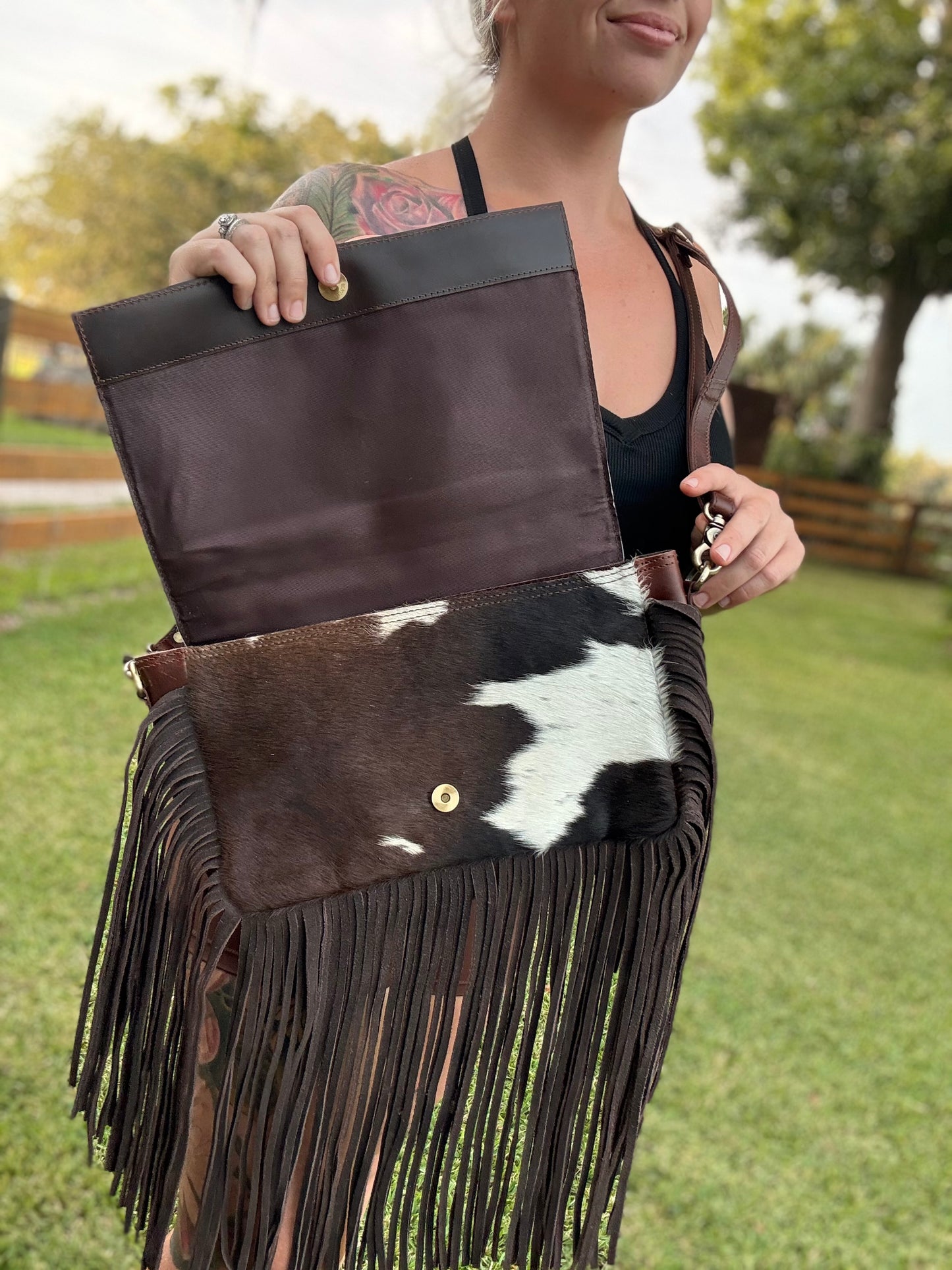 Tooled cowhide purse