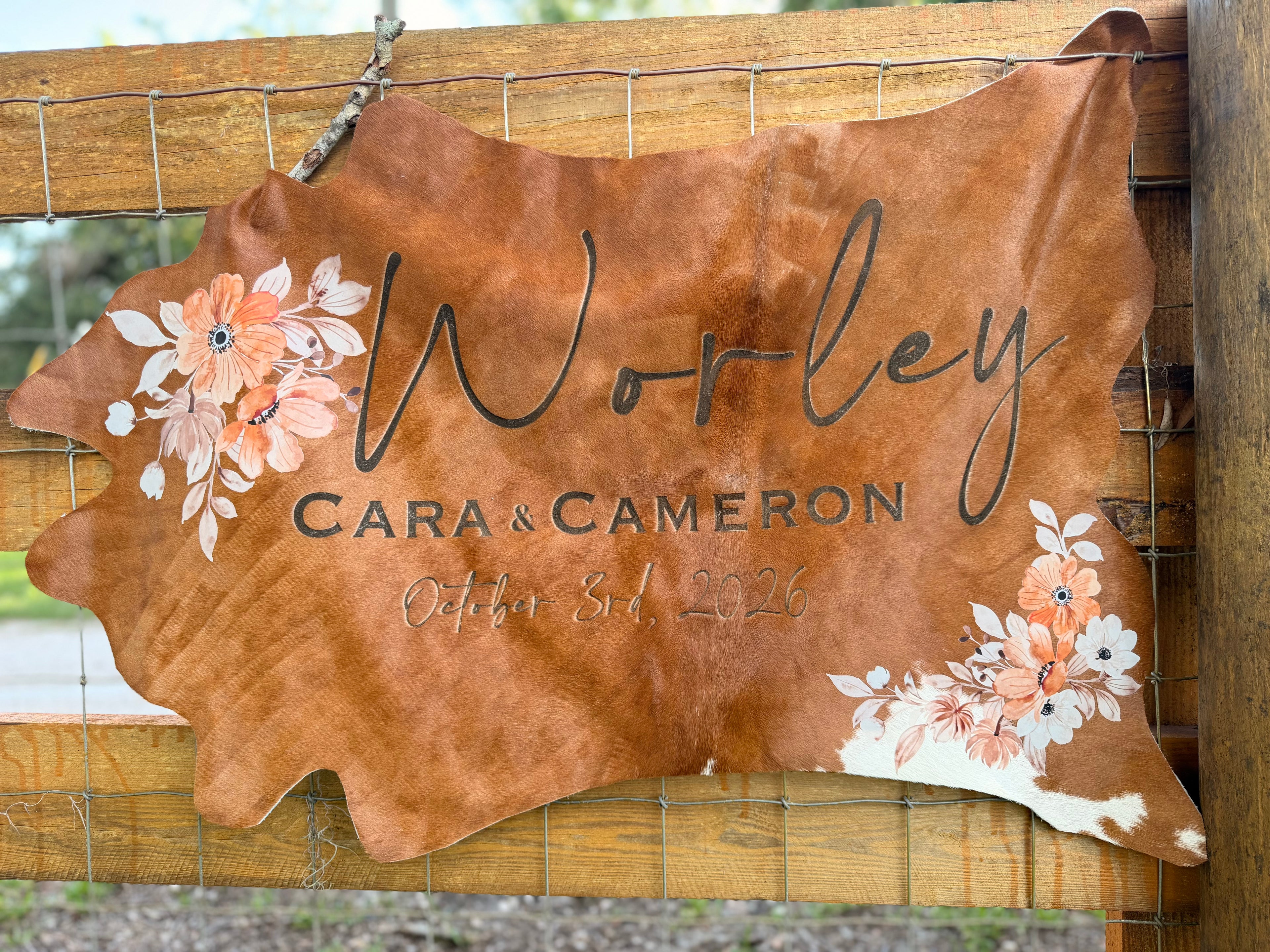 Floral printed calf hide (includes engraving) 36-39”