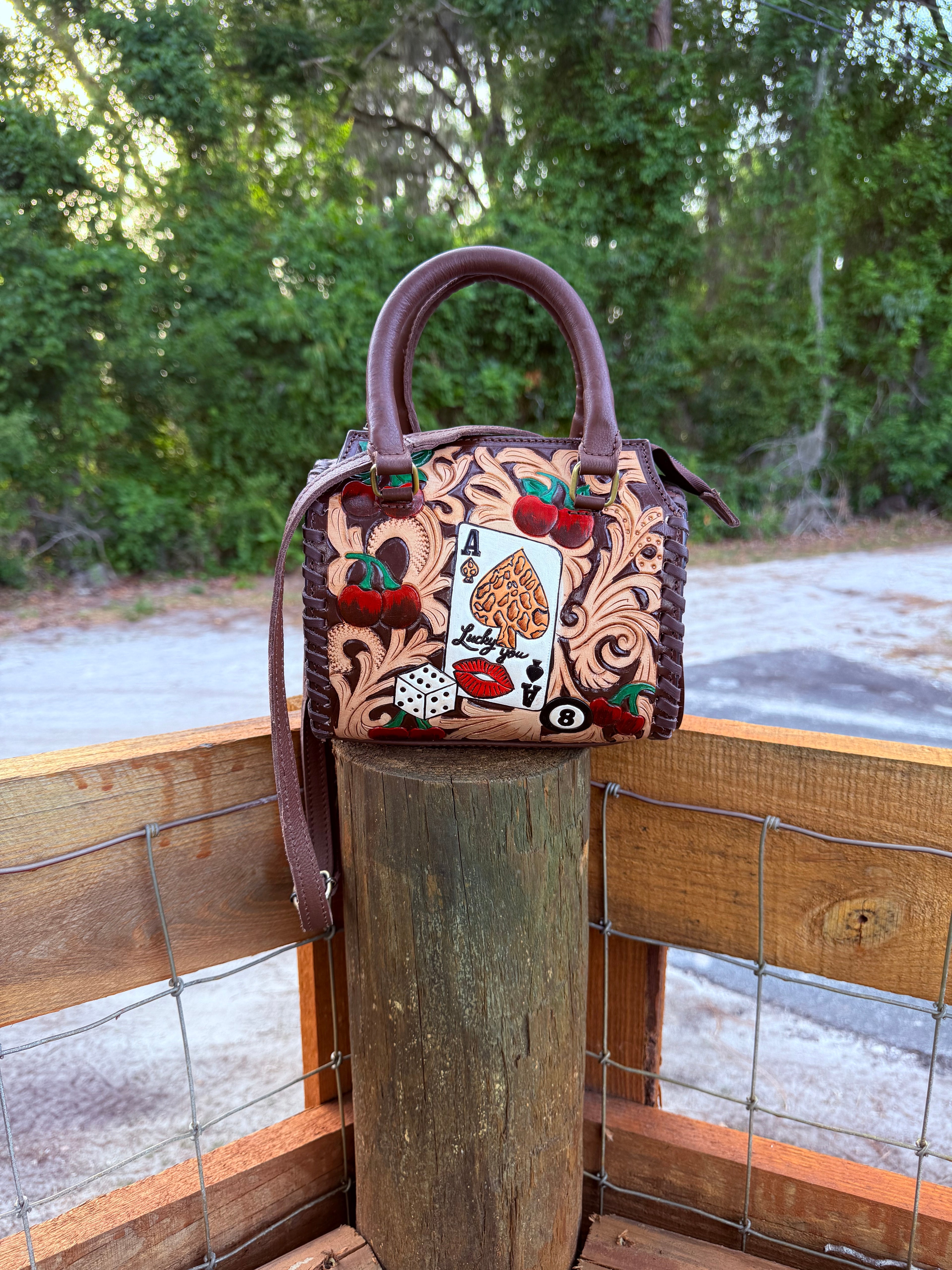 Lucky You tooled leather speedy (mini)