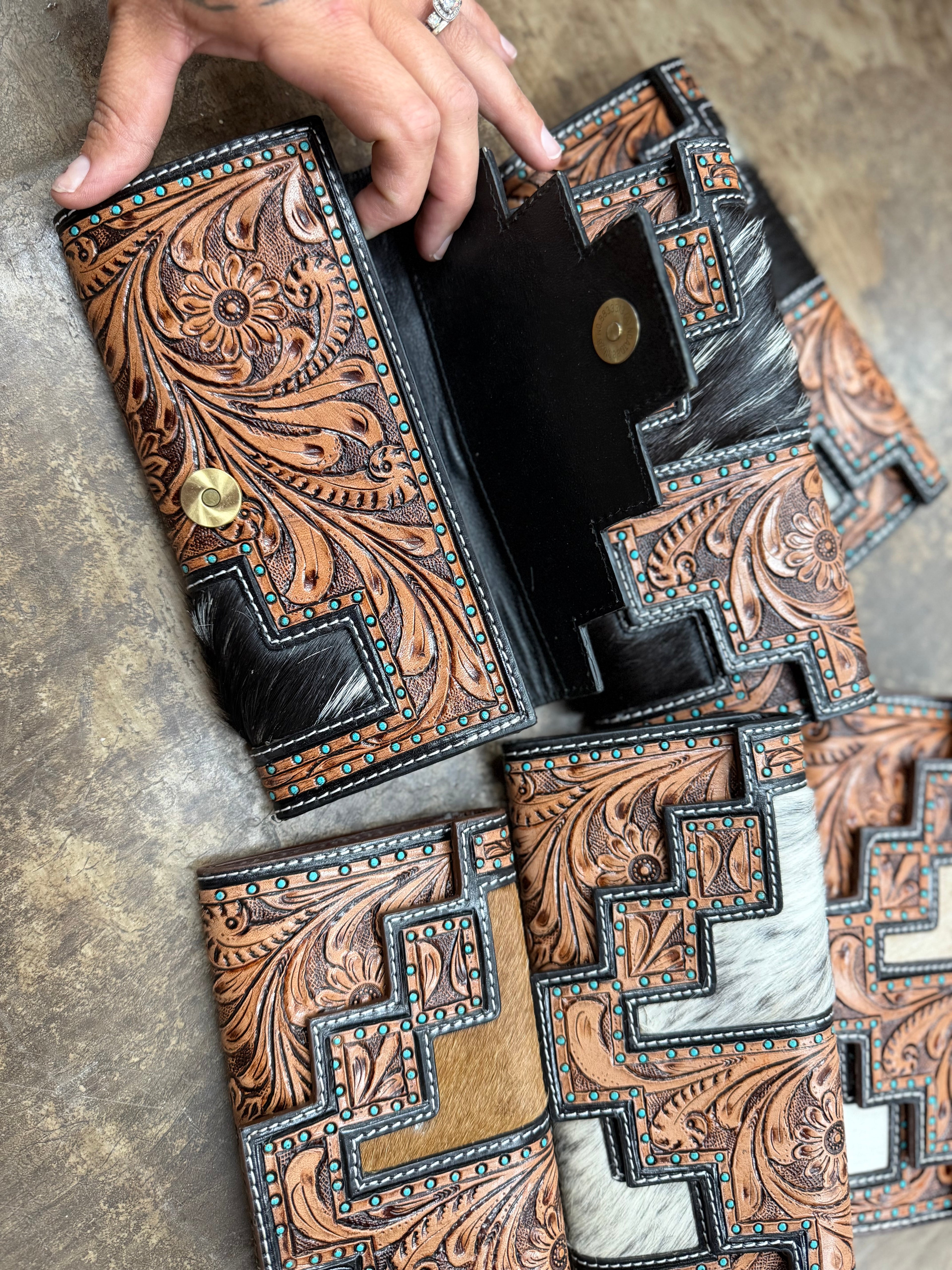 Tooled leather wallet