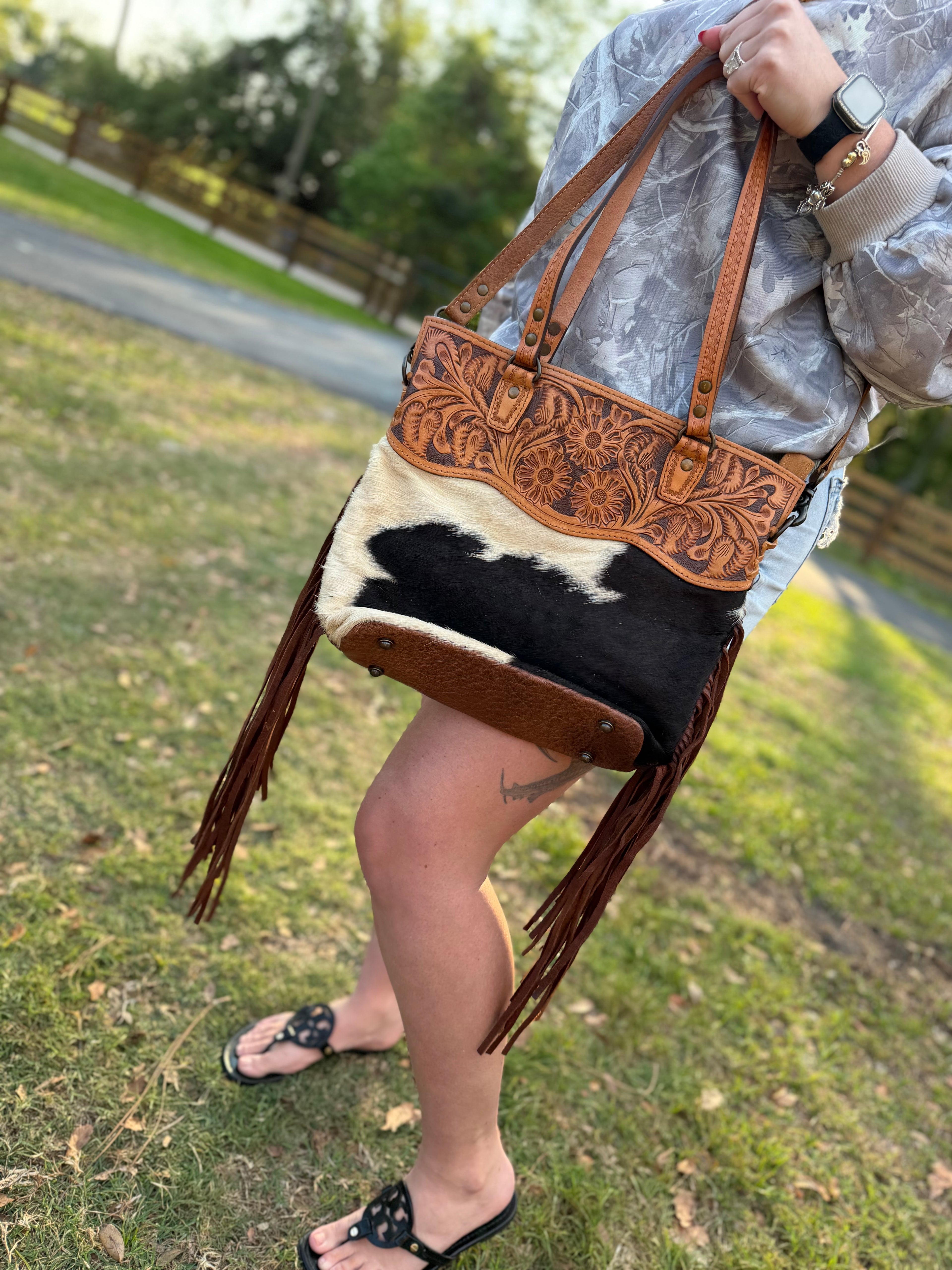 cowhide leather purse