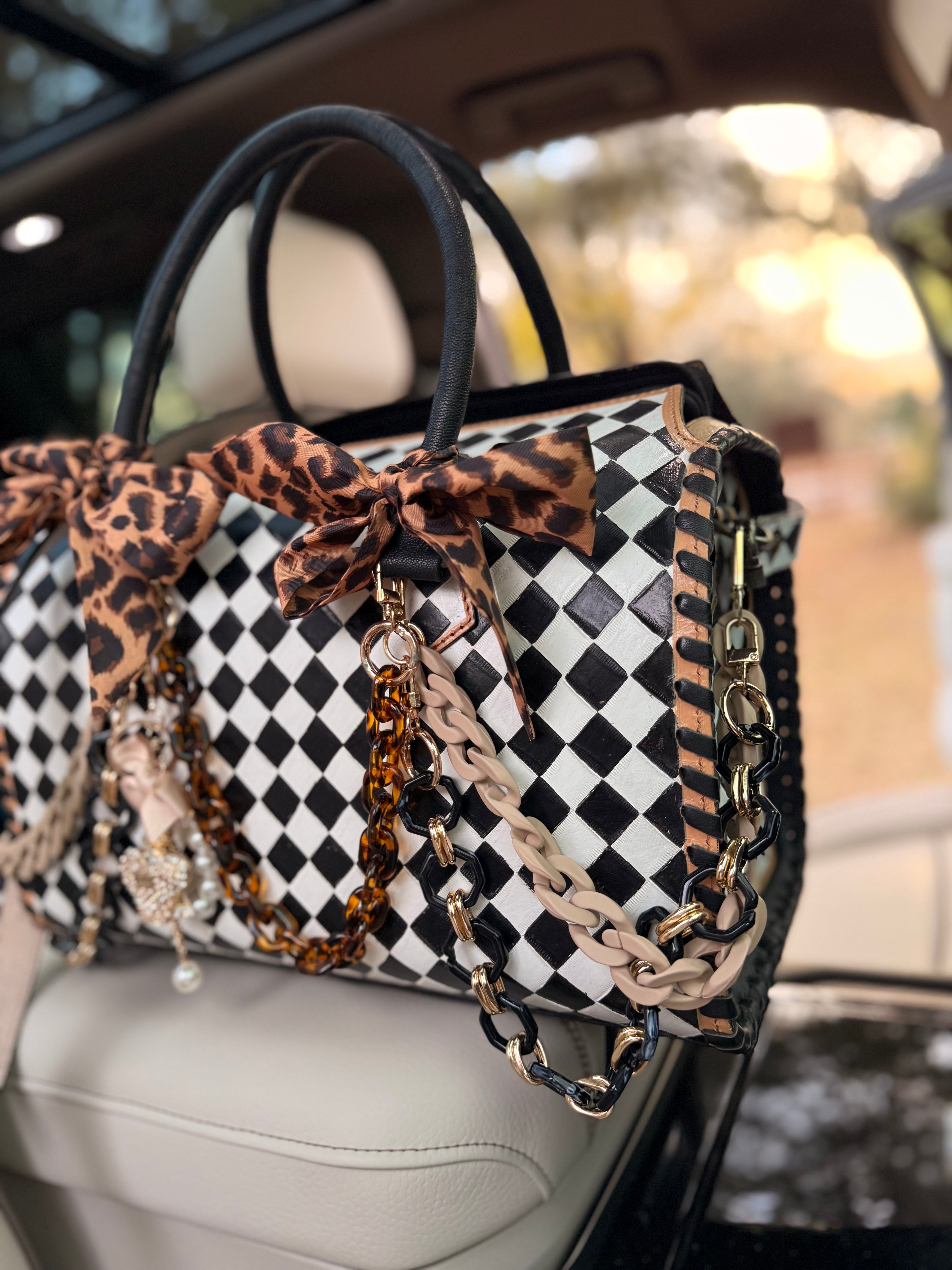 "Wild Card" - checker tooled leather speedy Duffle